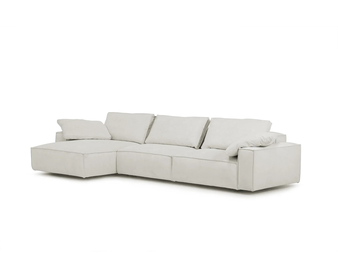 Sleepo Collection - Louie Divansofa Links Greige 348cm - Weiß - Sofas