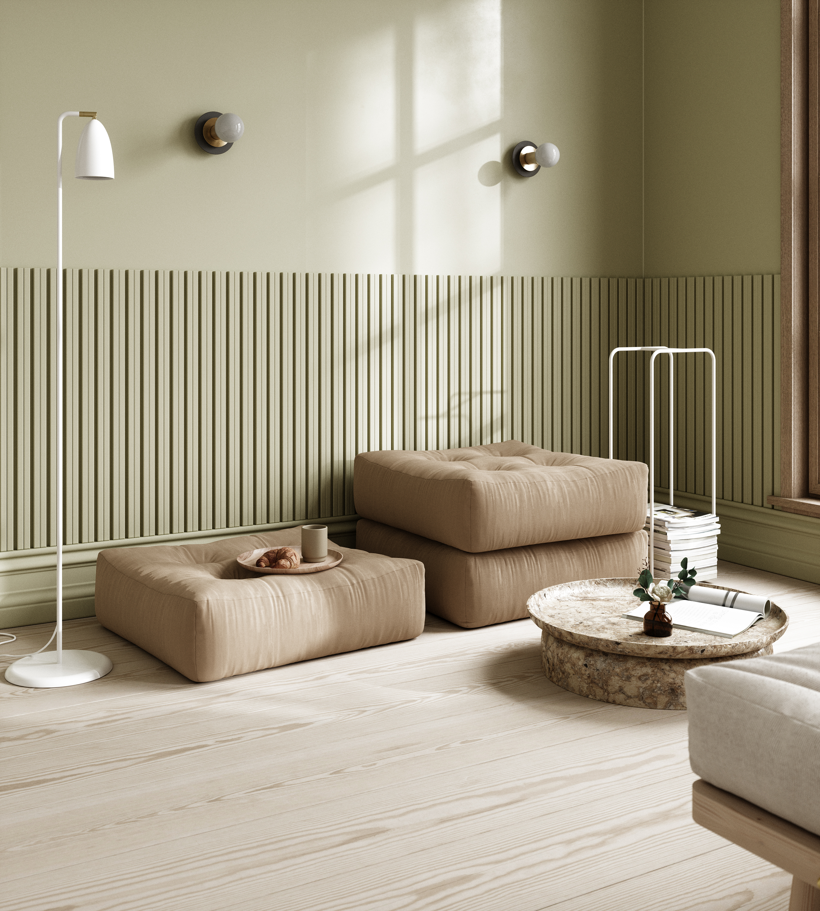 Karup Design More Sittepuff Olive Green 70x70cm