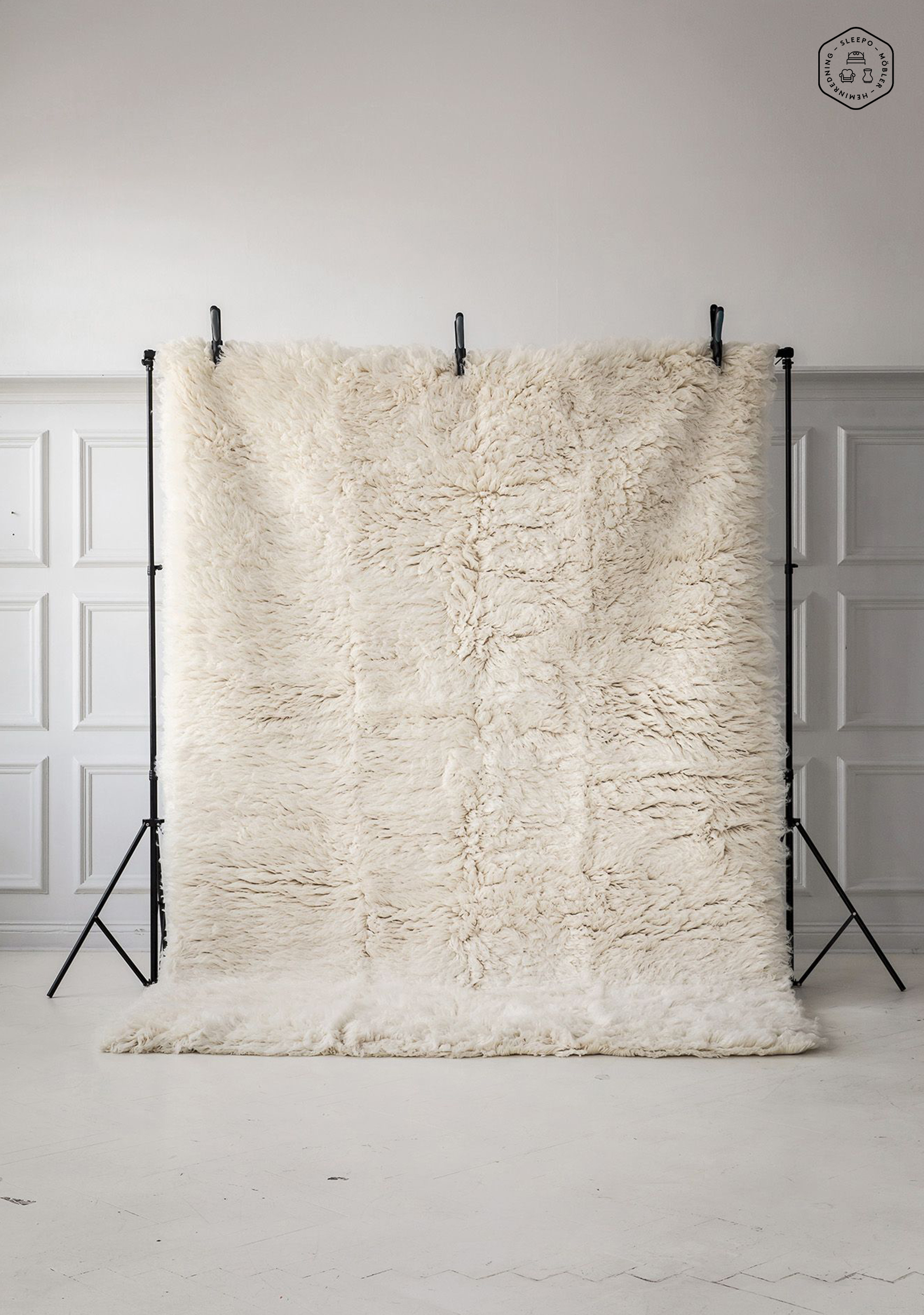 Sleepo Collection Fluffy Flokati Matta White Ø120