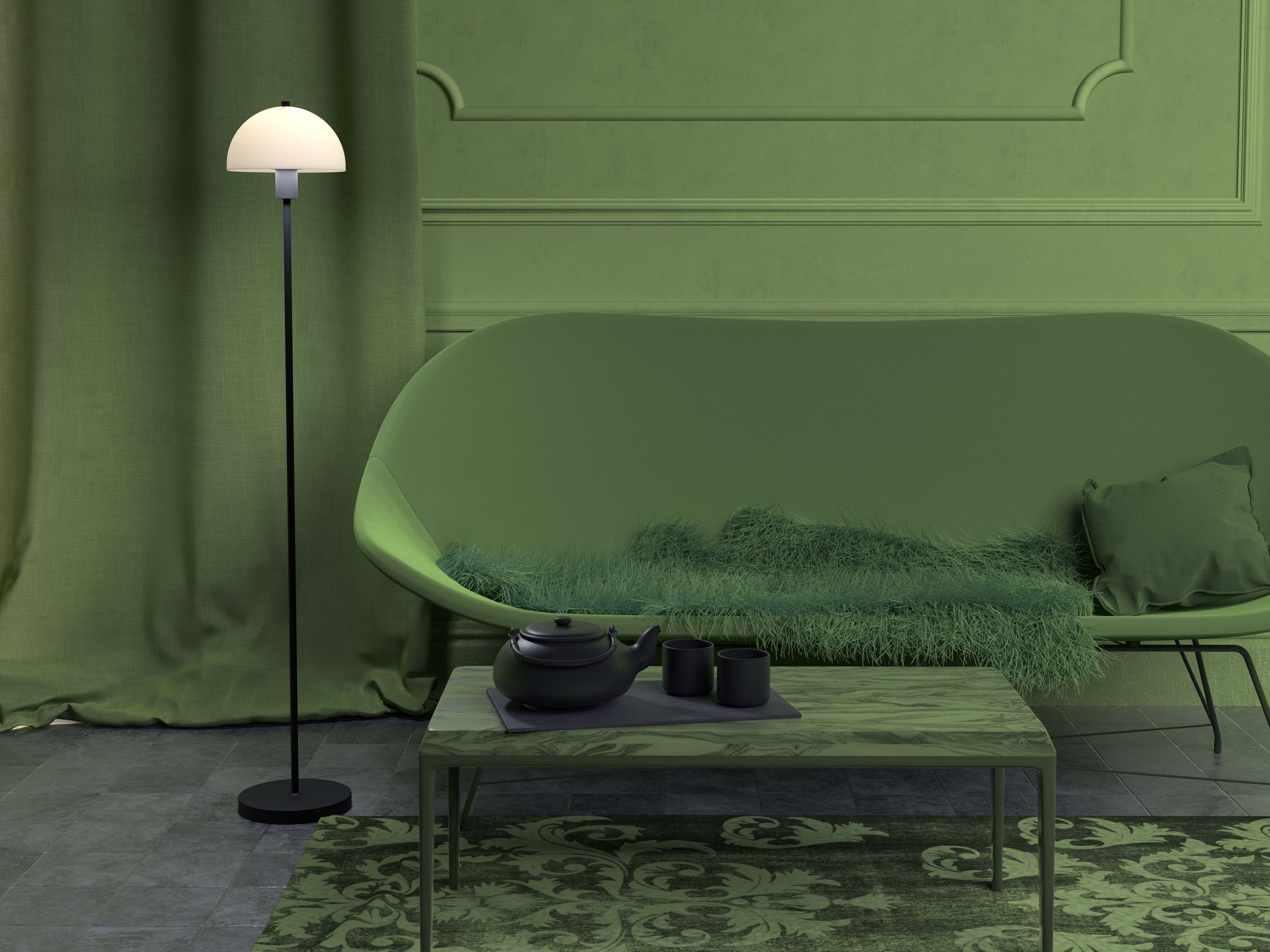 Herstal Vienda Golvlampa Svart/Glas