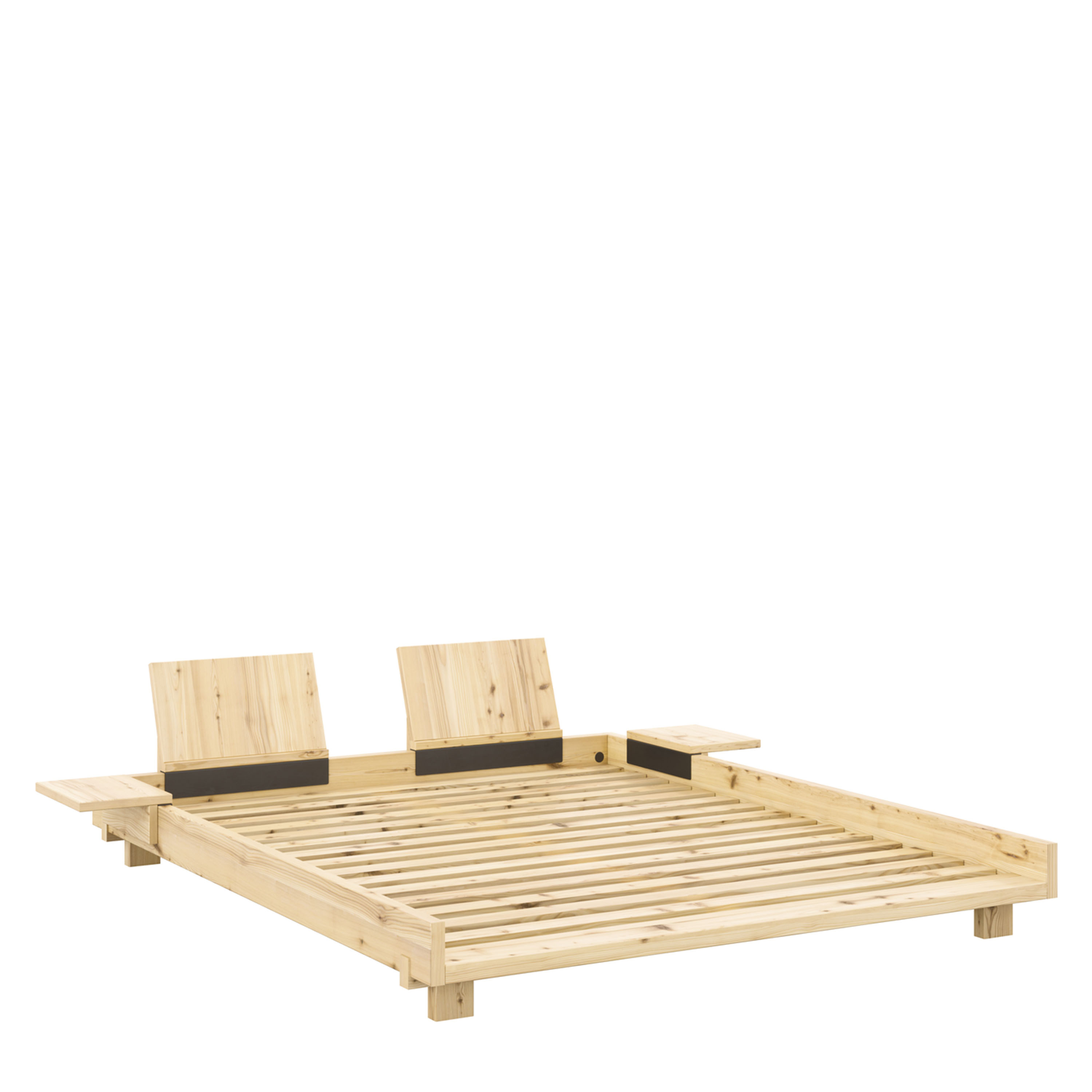 Social Bed Frame Nature 160cm incl Backrest/Bedside Table
