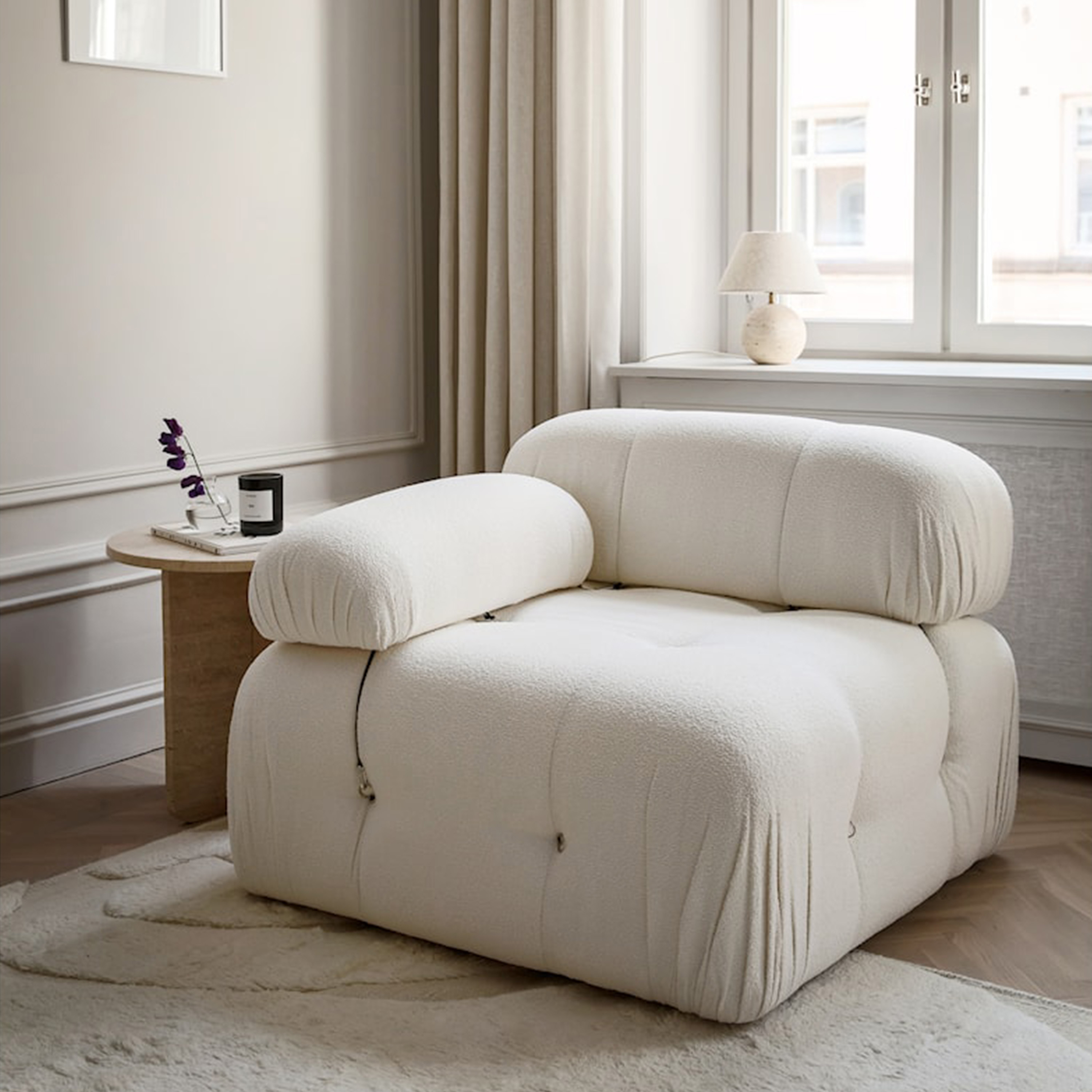 Sleepo Collection Blanca Vänstermodul White Bouclé