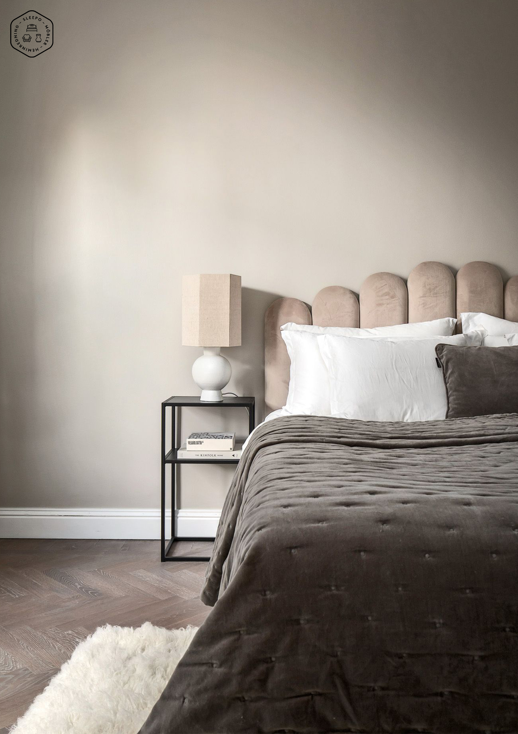 Sleepo Collection Art Sängynpääty Sametti Beige 160cm