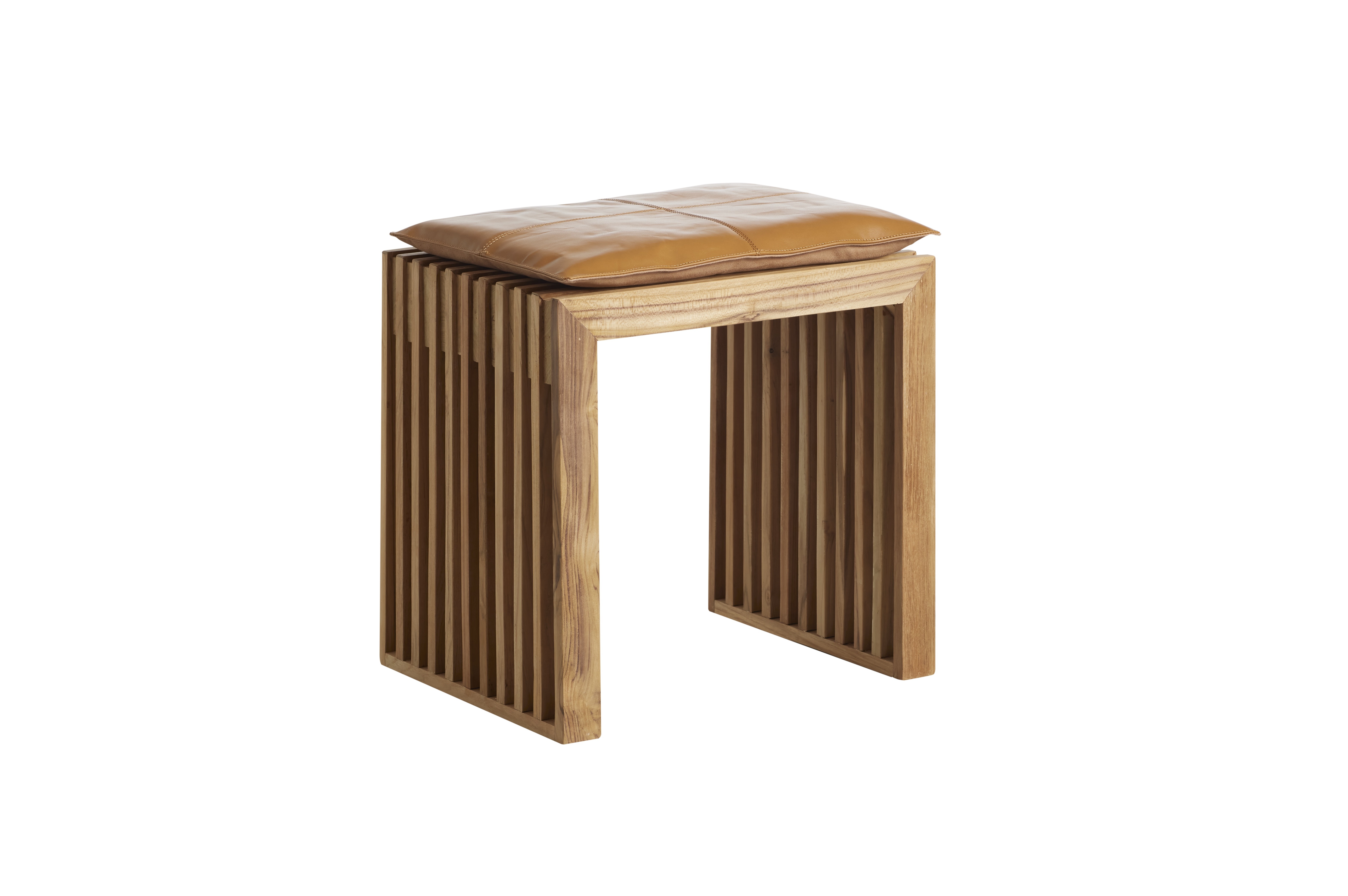 Rib Schemel Teak/Braun 45cm