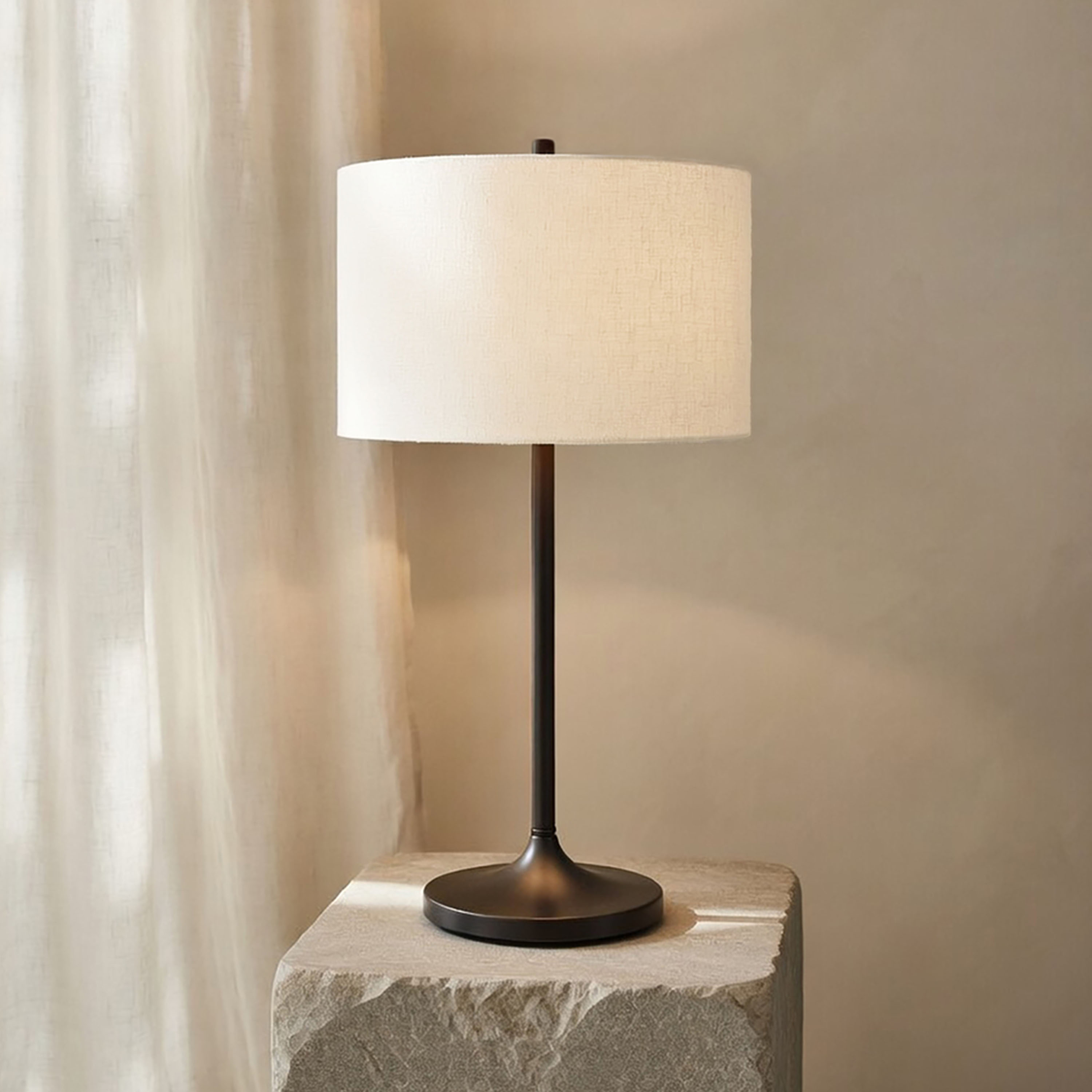 Belid Soft Bordslampa Linne Vit/Metallic Bronze Ø34