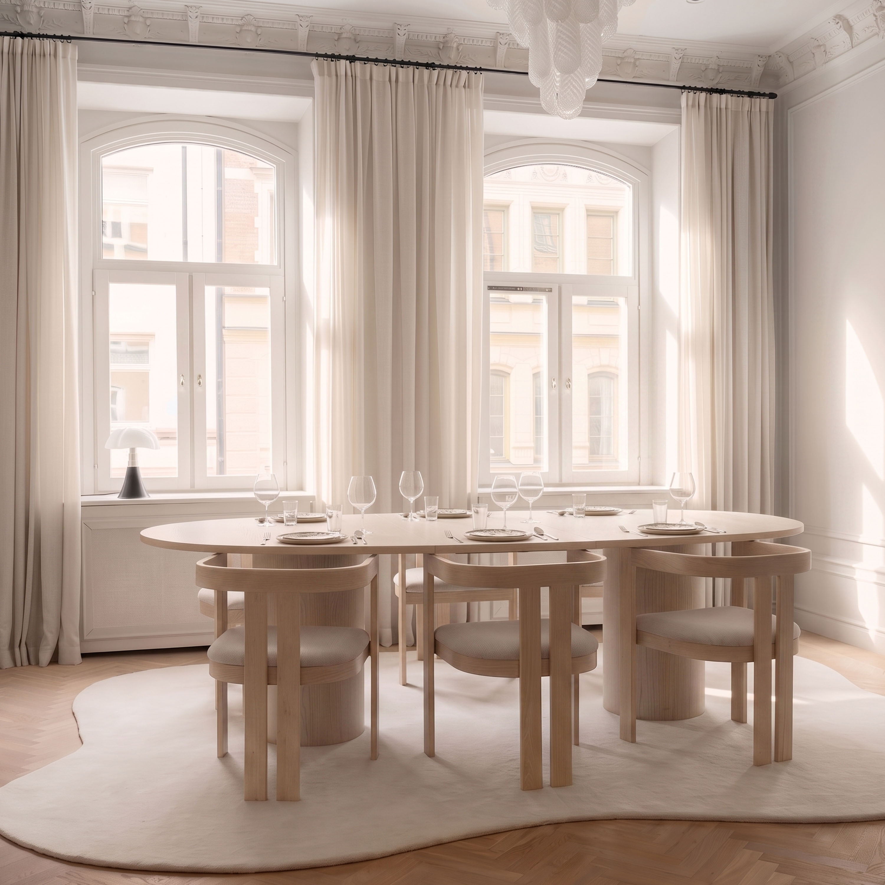 Bella Esstisch Weißgeölte Eiche 250+50+50