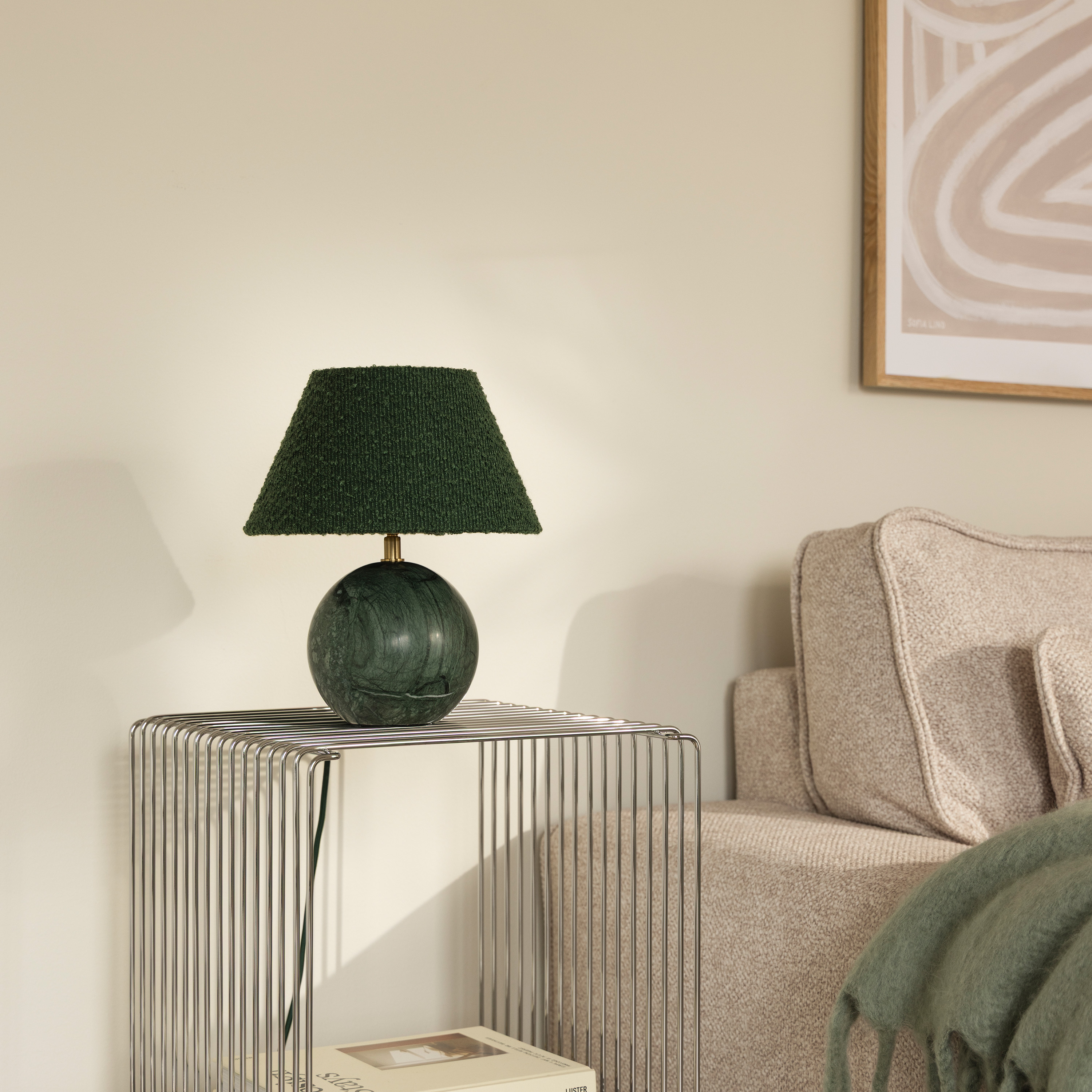 Globen Lighting Castello Bordslampa Dark Green Marble 24cm