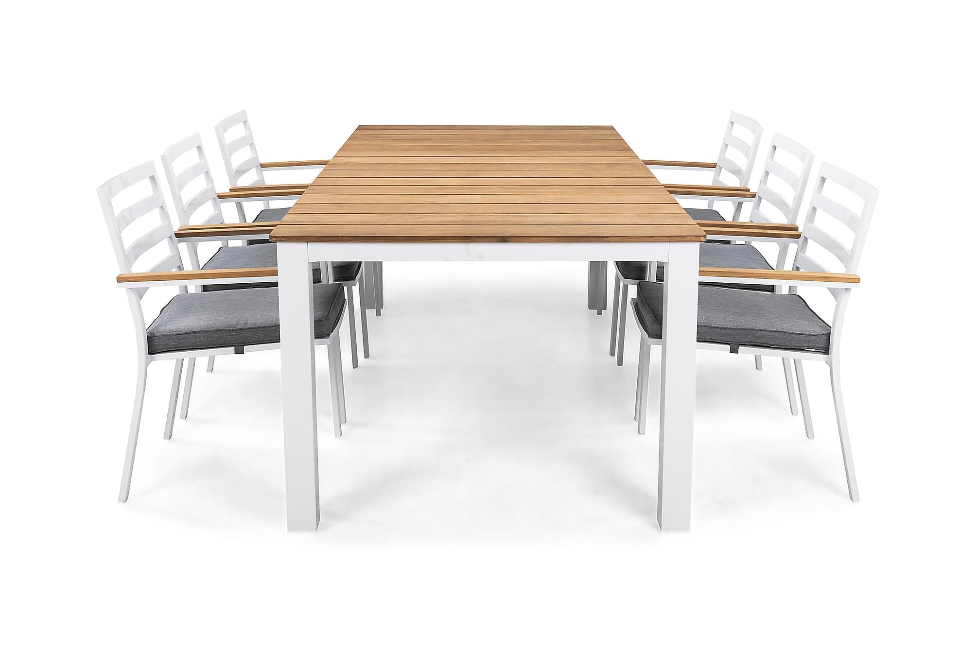 Nordic Outdoor - Alvin Matgrupp 6 Stolar Beige/Vit 210x200