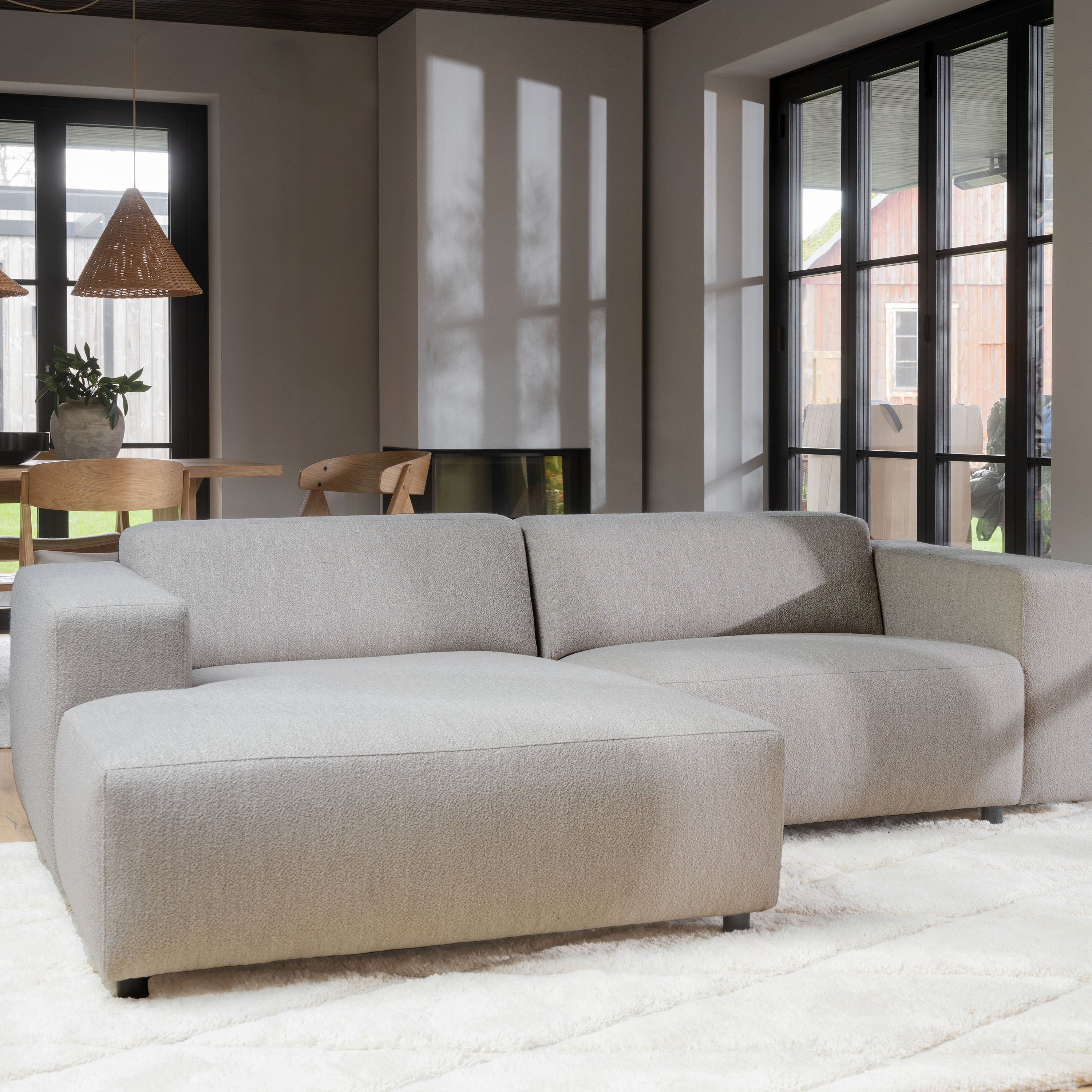 Willard 3-Sitzer Sofa Chaiselongue Links Hellbeige