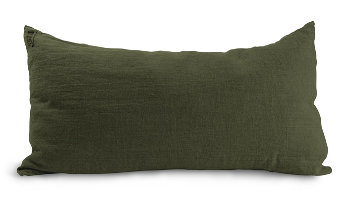 Lovely Kuddfodral Linne Jeep Green 40x70