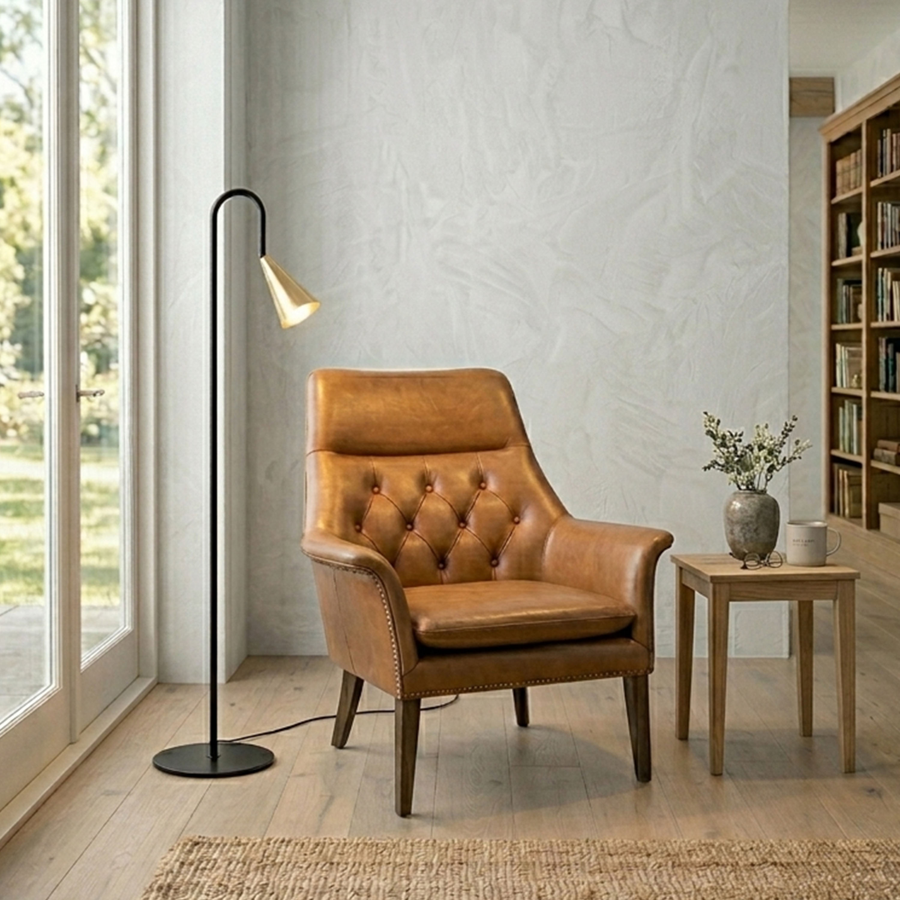 By Rydéns Spline Golvlampa Svart/Mässing 140cm