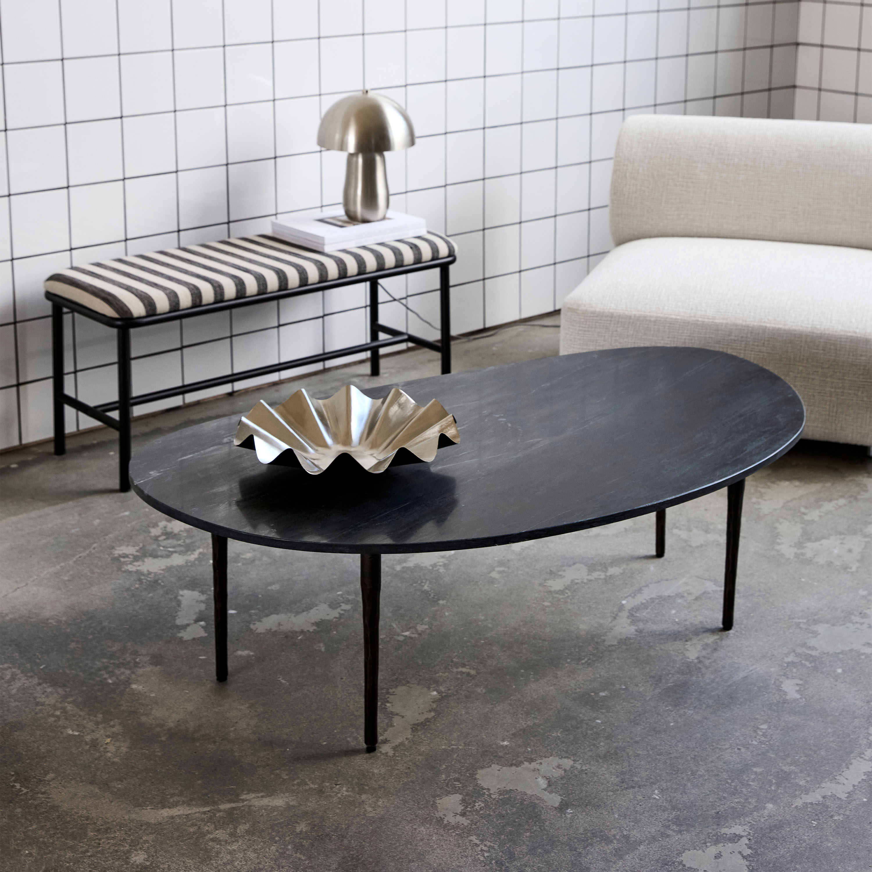 House Doctor Eda Sofabord Svart Marmor 130x40