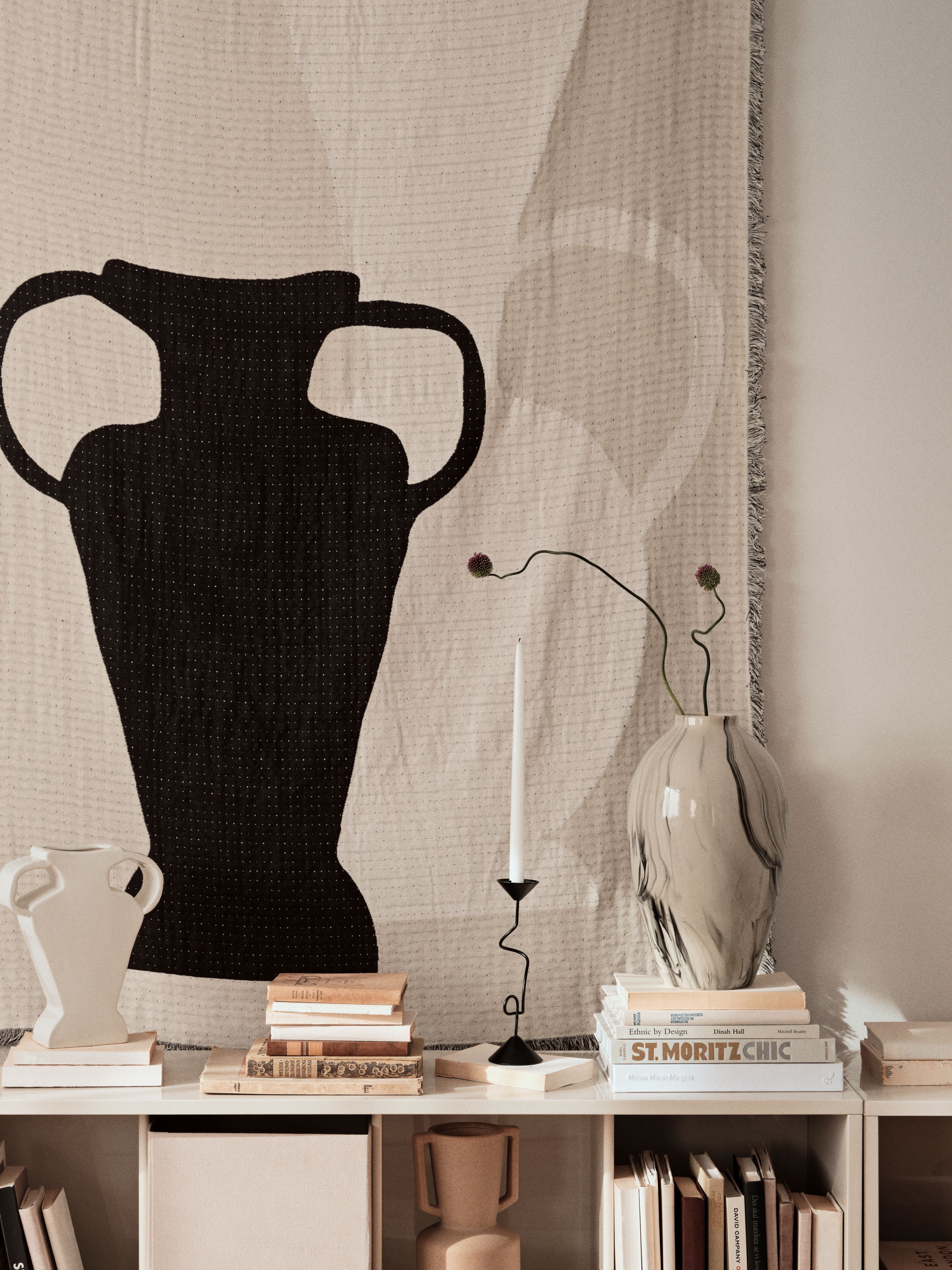 Broste Copenhagen Eva Torkkupeitto Castle Beige/Musta 130x180