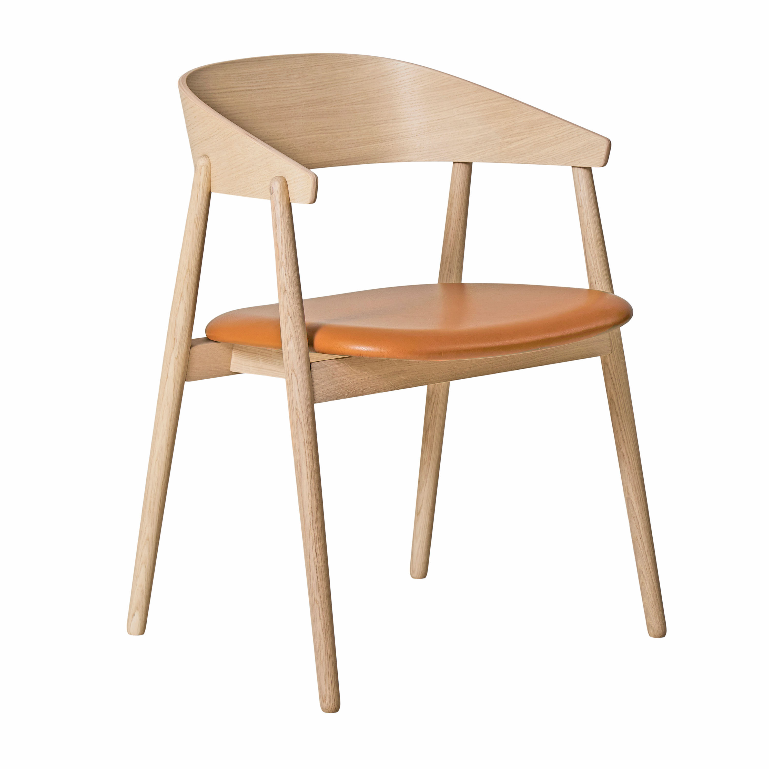 AC2 Karmstol Vitpigmenterad Ek/Cognac Läder