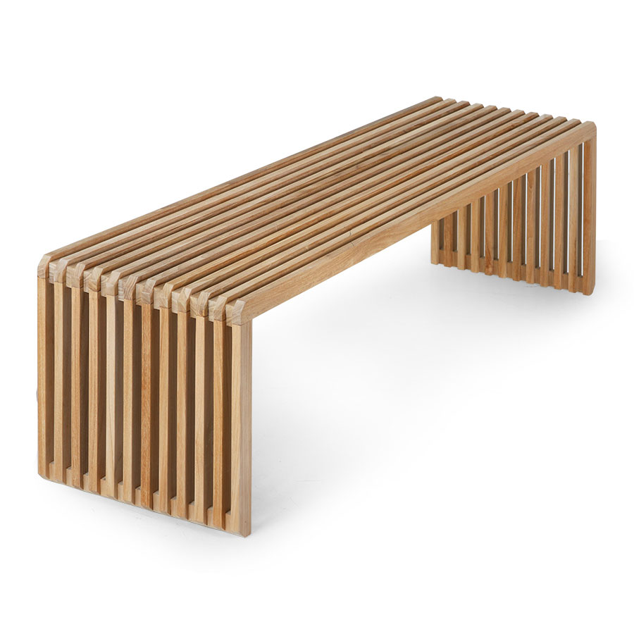 HKliving - Slatted Bänk Teak 160cm - Brun