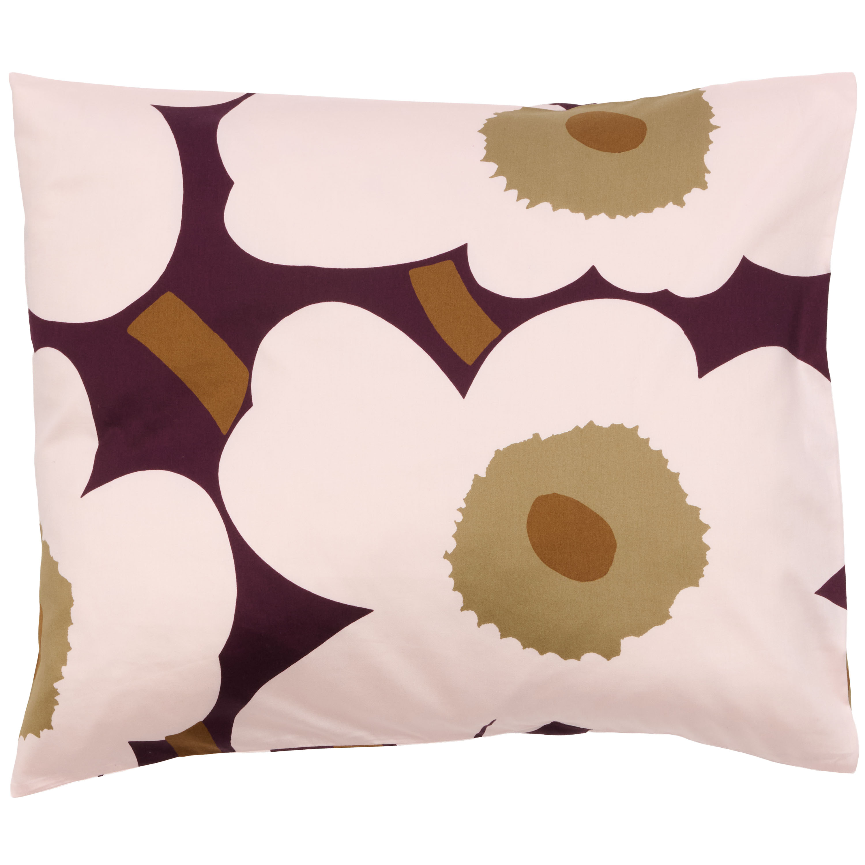 Unikko Örngott Satin Plum/Pink/Elmwood 50x60