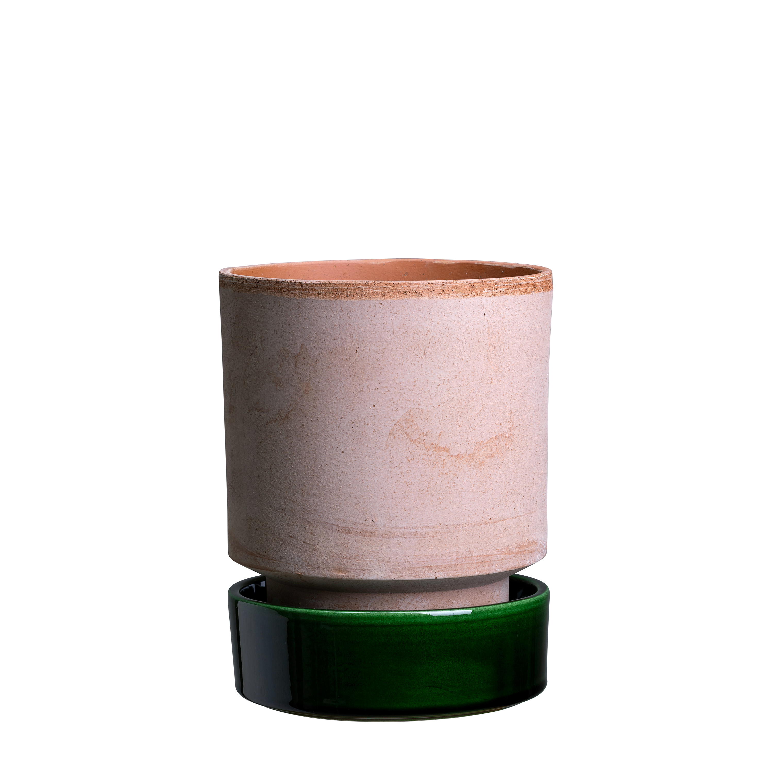 Hoff Kruka med fat Raw Rosa/Glazed Emerald Green Ø16