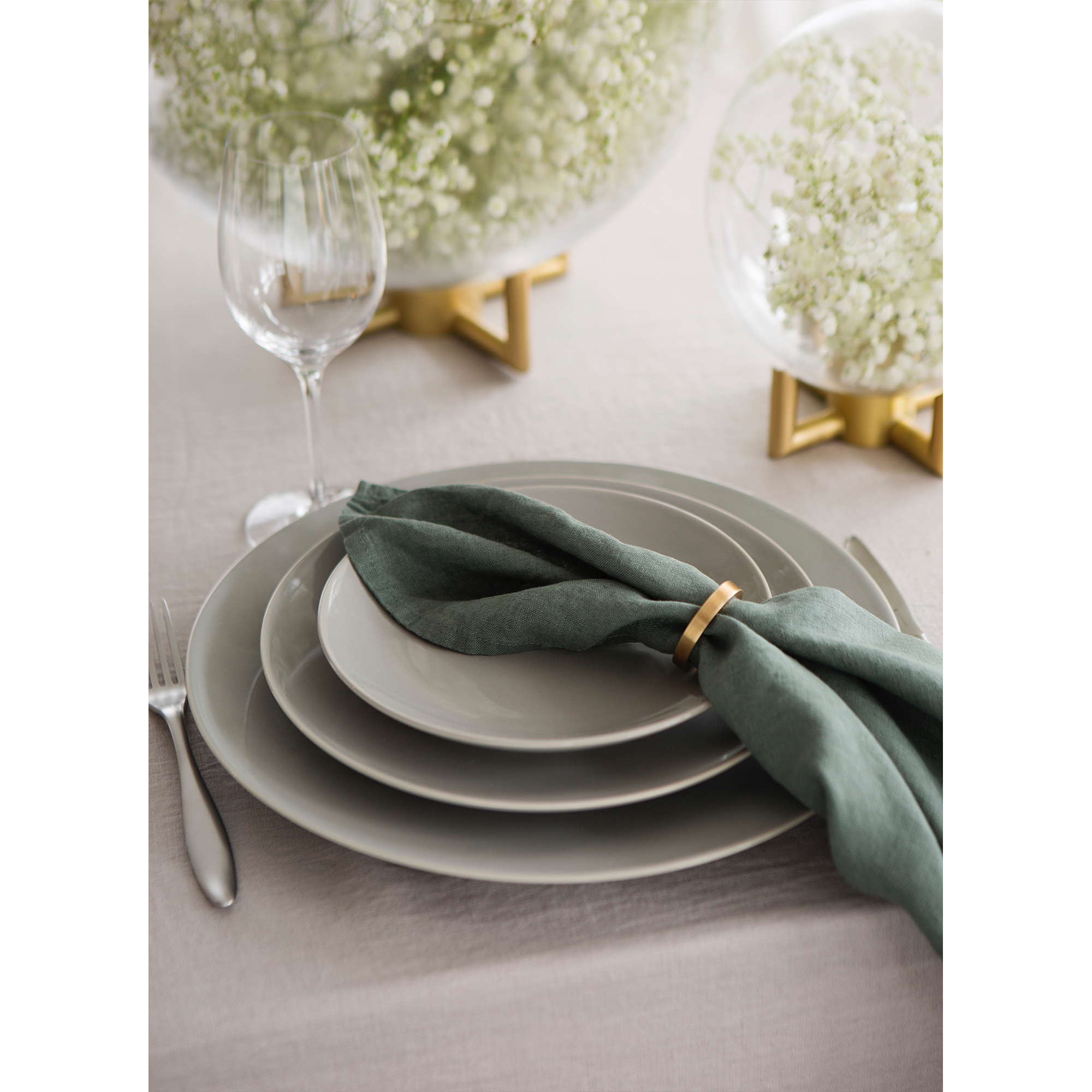 Himla Sunshine Linentischdecke Ash 145x250