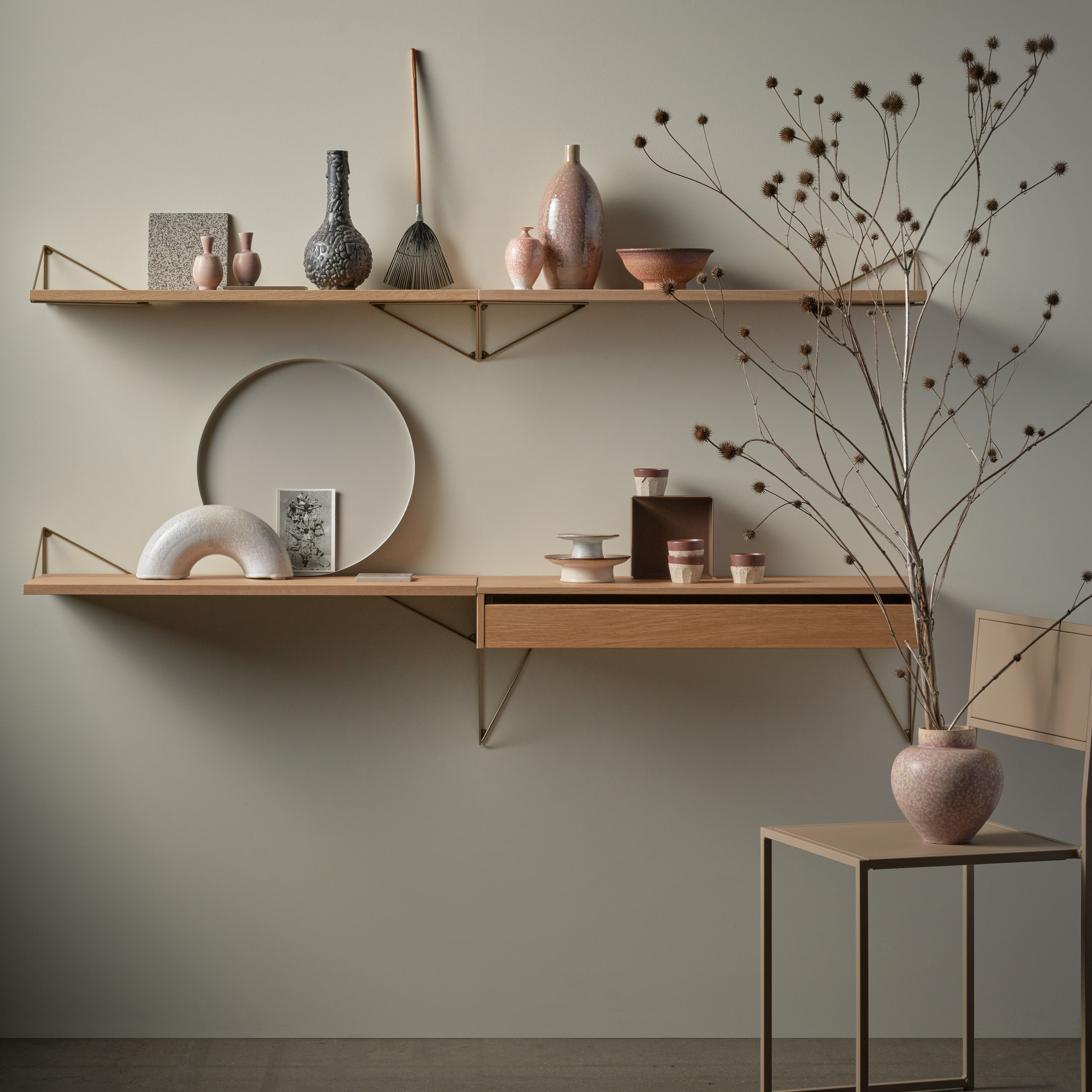 Maze Pythagoras Wandregal Natur Eiche 27x80cm