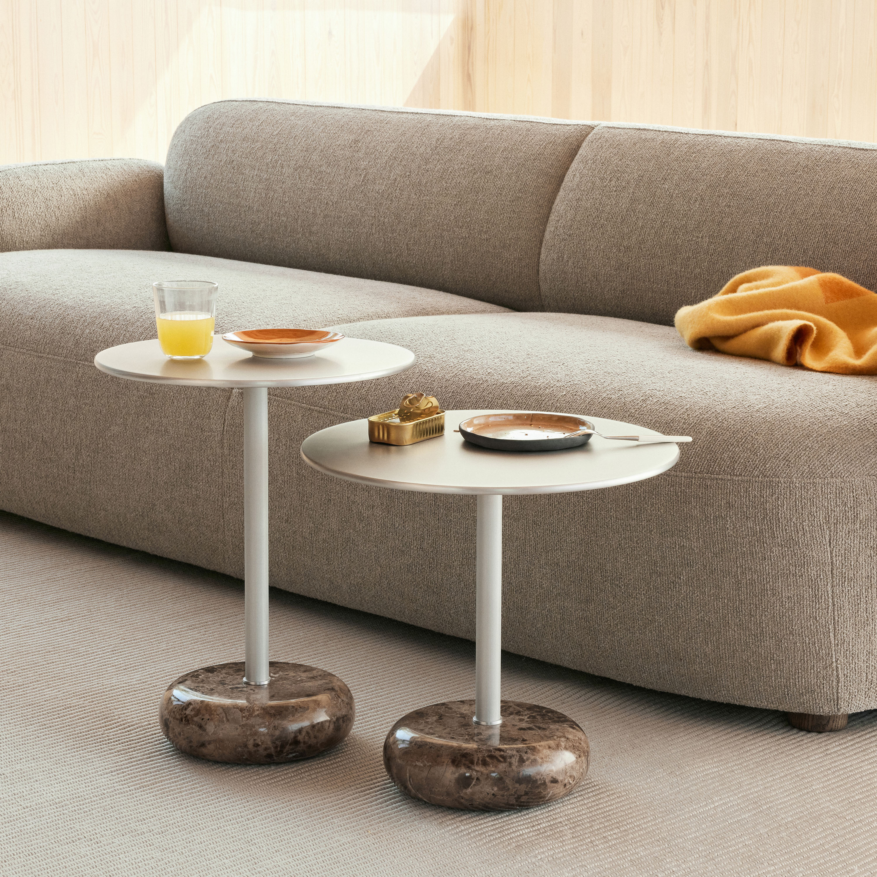 Northern Ton side Sidobord Brown Marble/Aluminium Small