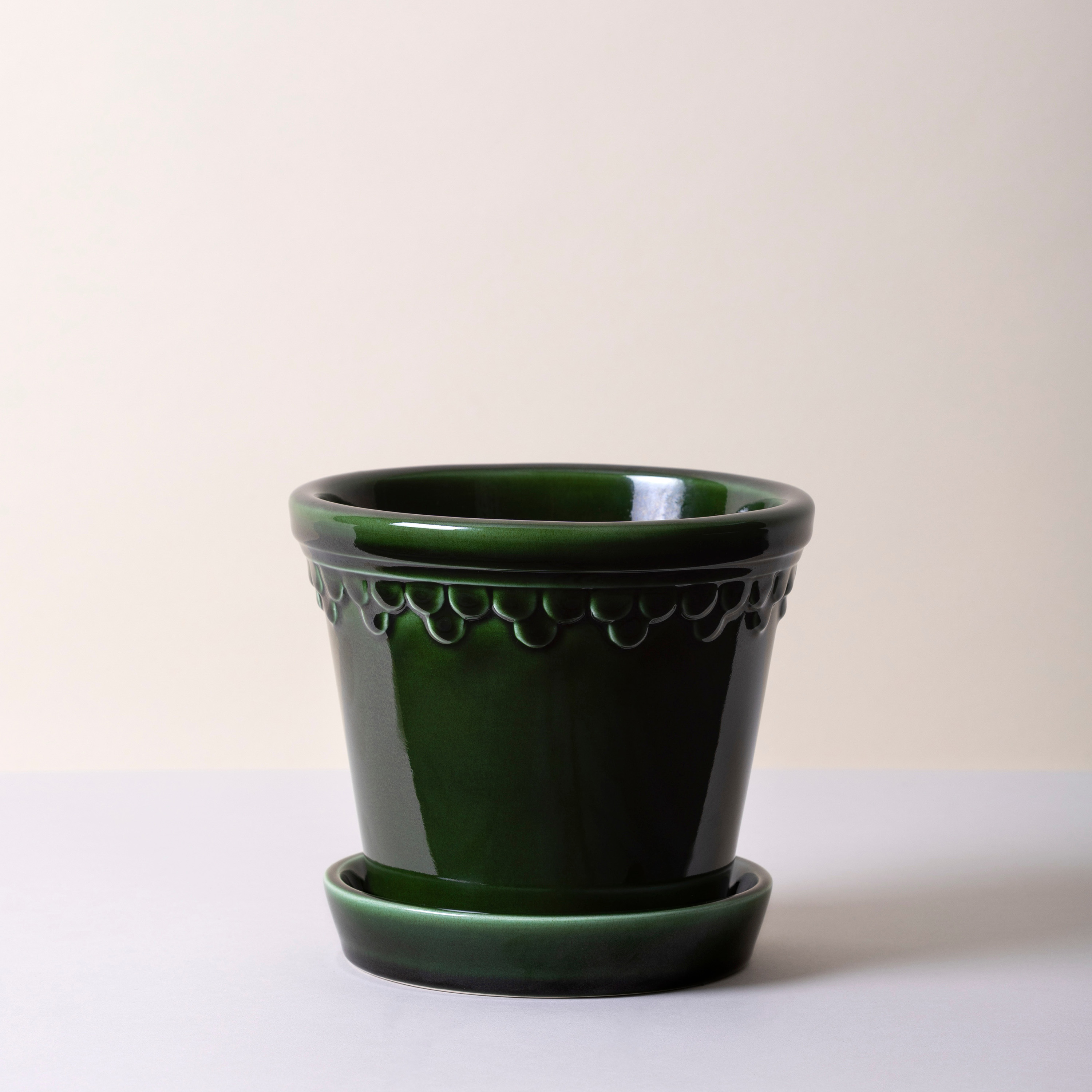 Bergs Potter Københavner Kruka med fat Glazed Emerald Green Ø25