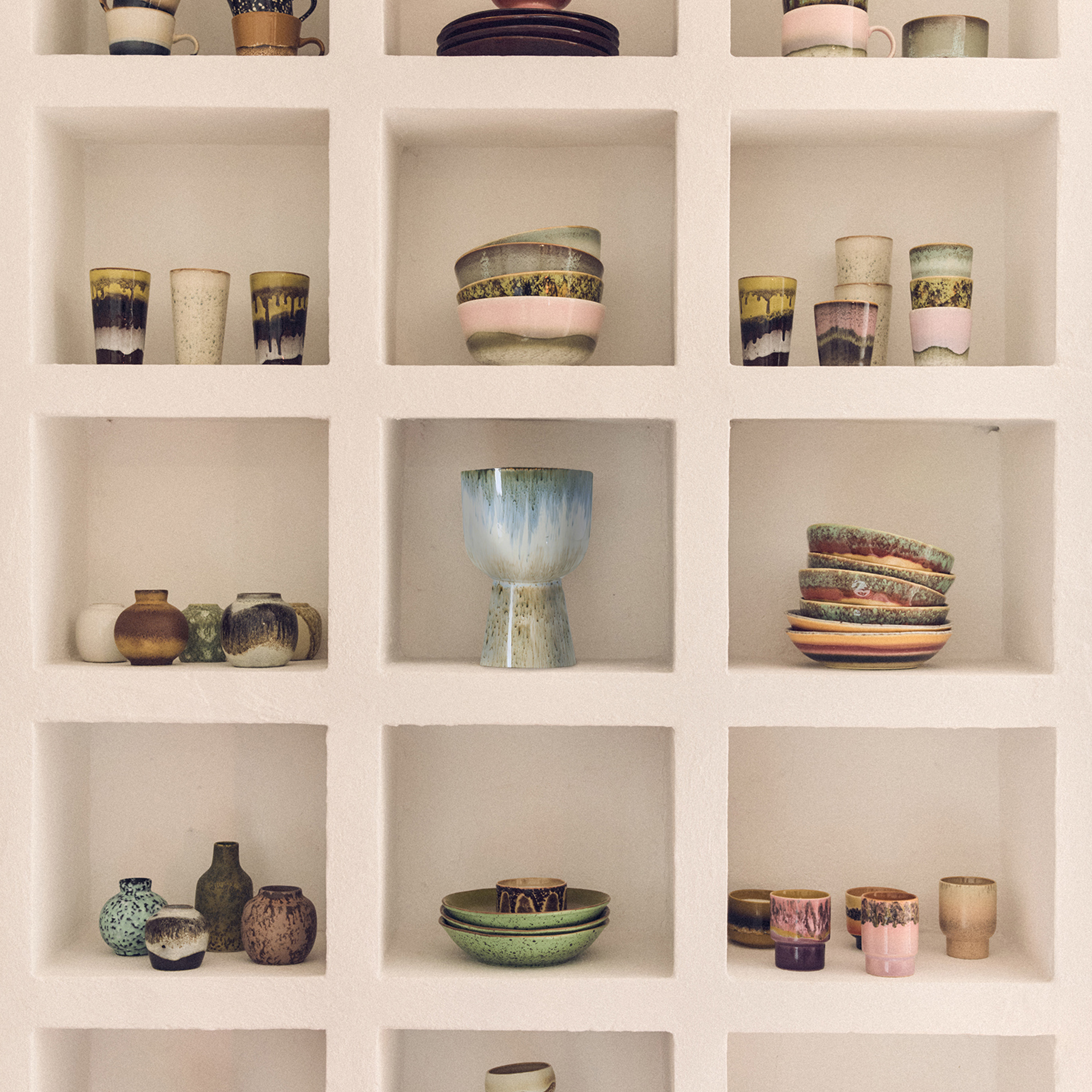 HKliving 70s Ceramics Kaffekopp Lagoon 4-pack