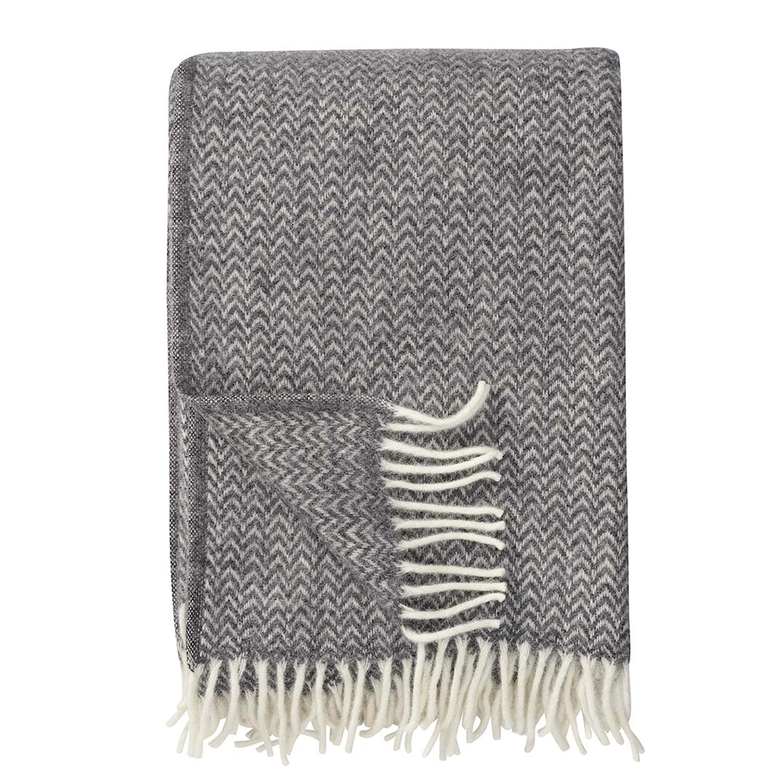Chevron Organic Wool Throw Grey