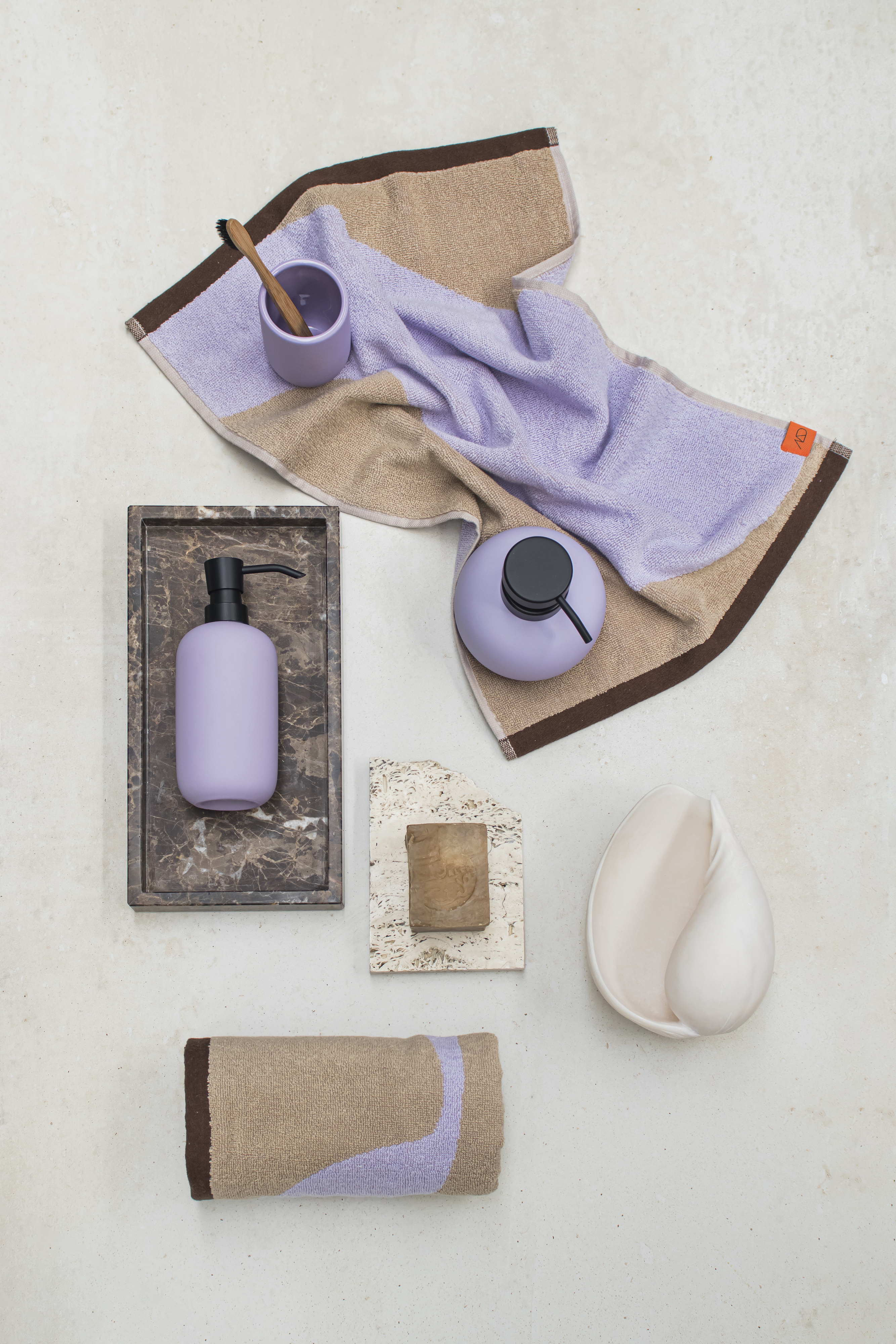 Mette Ditmer Nova Arte Handduk Sand/Lilac 50x90 2-pack