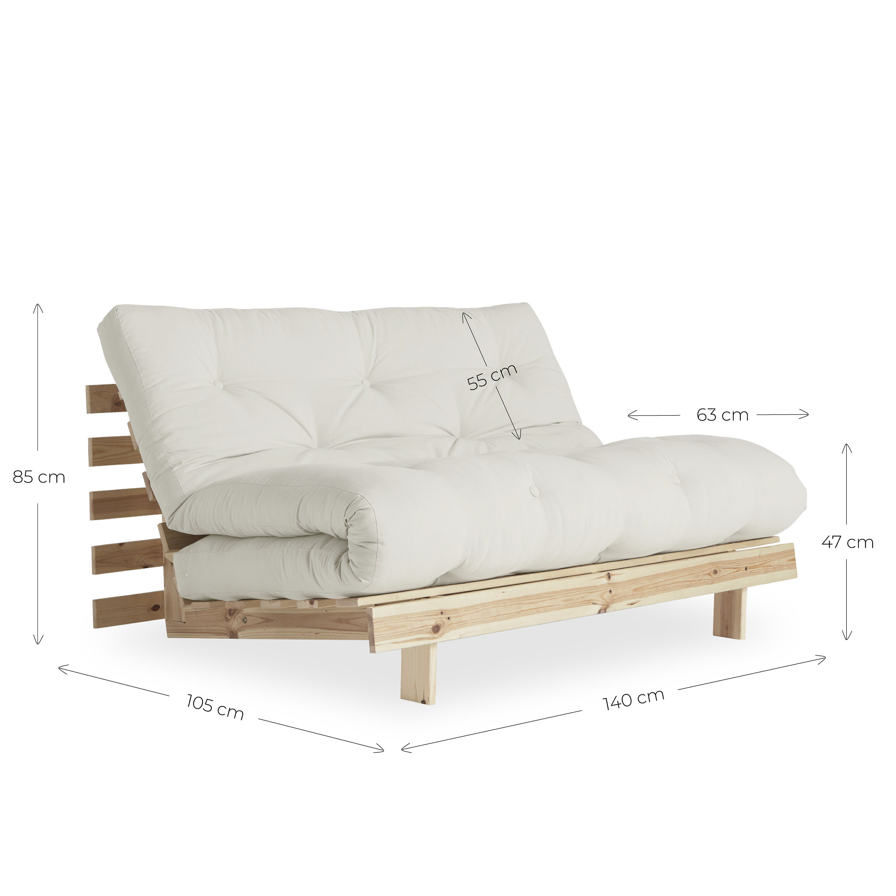 Karup Design Roots Vuodesohva Ruskea/Wheat Beige 140cm