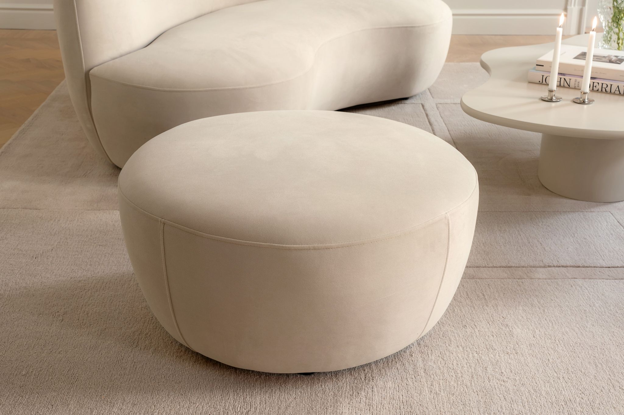 Moon Sittpuff Velvet Greige 80cm