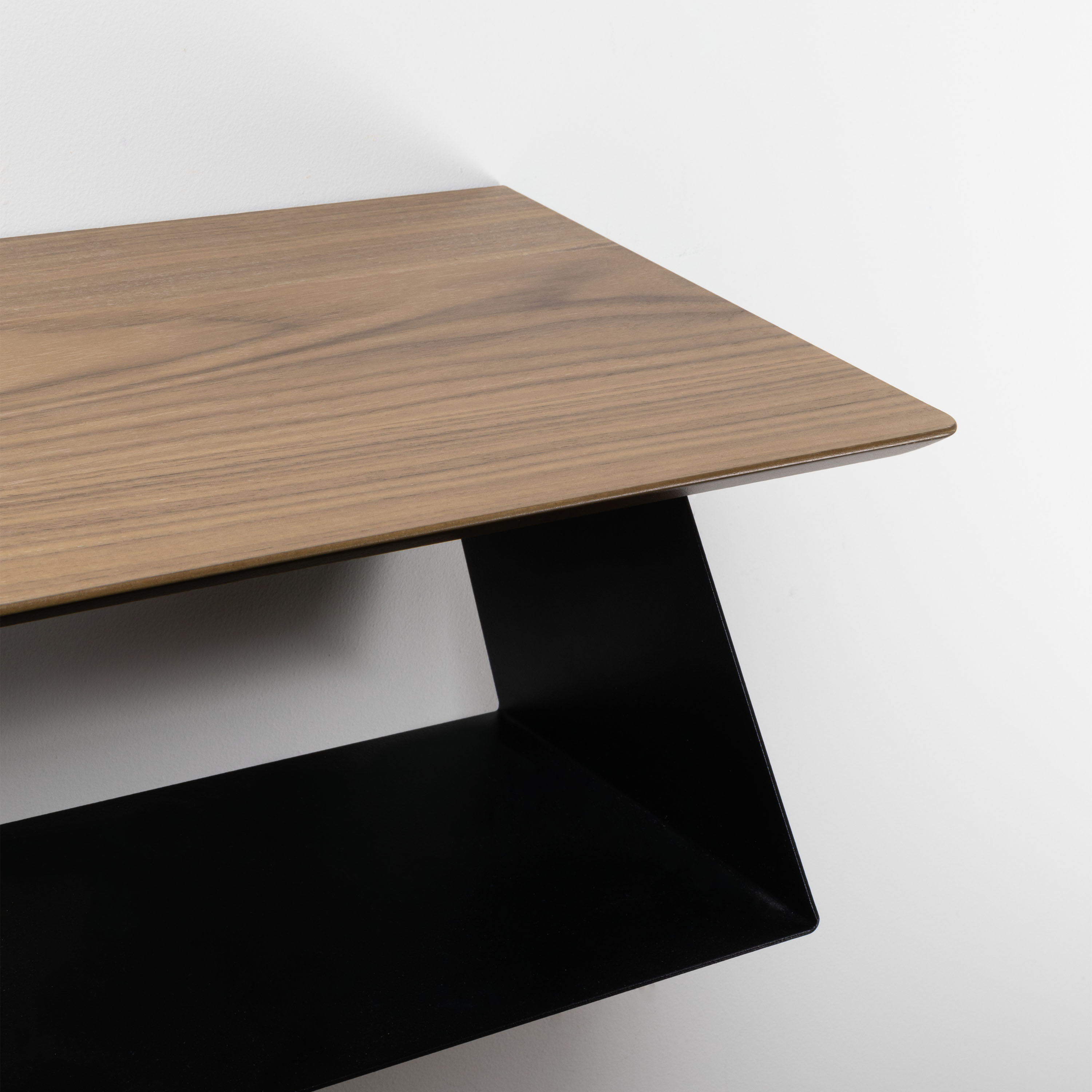 Maze Edgy Bedside Table Black/Walnut 17x37