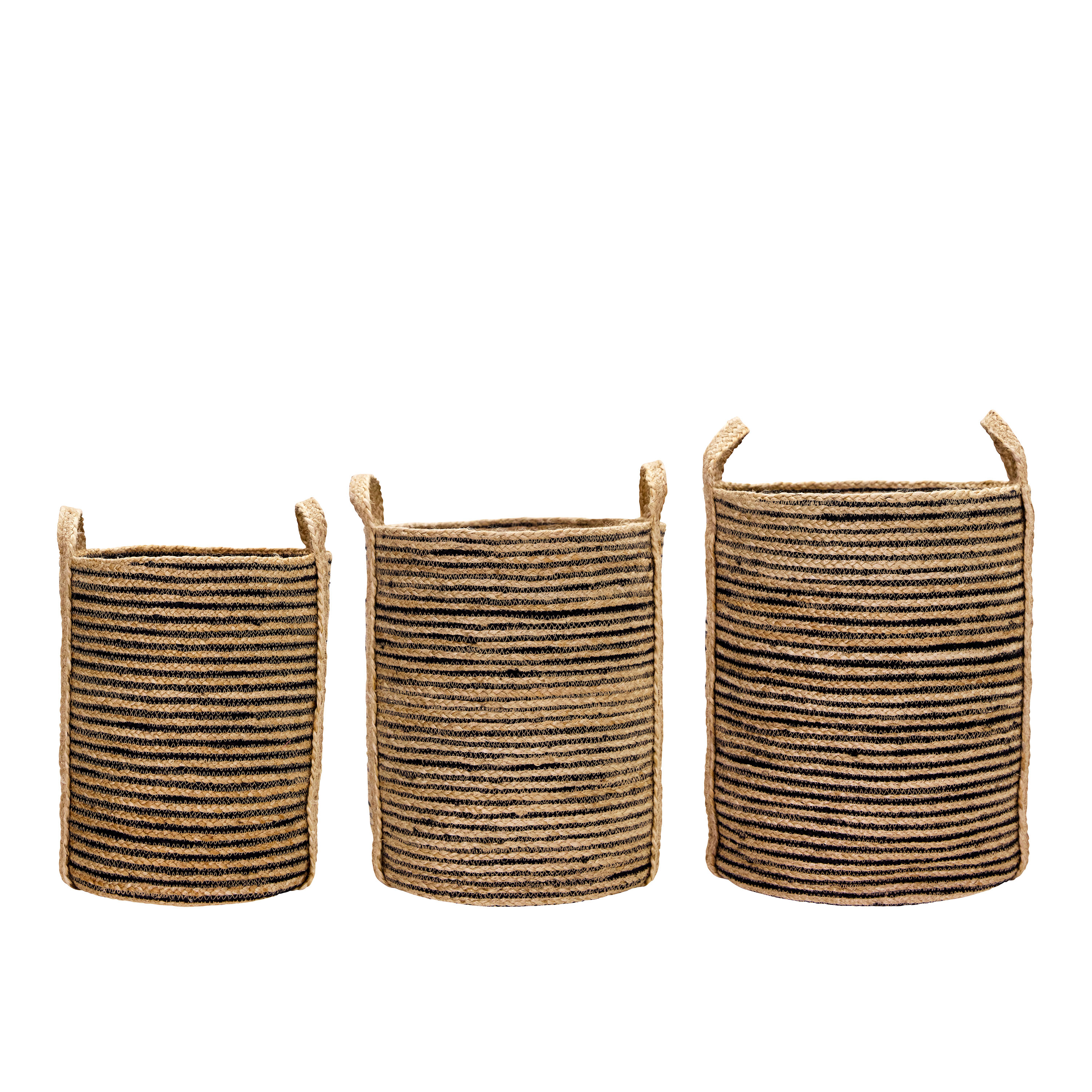 Dungi Korkea kori Musta/Luonnonväri 3 kappaletta