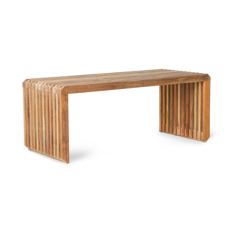 HKliving - Slatted Bänk Teakholz 96cm - Braun - Bänke