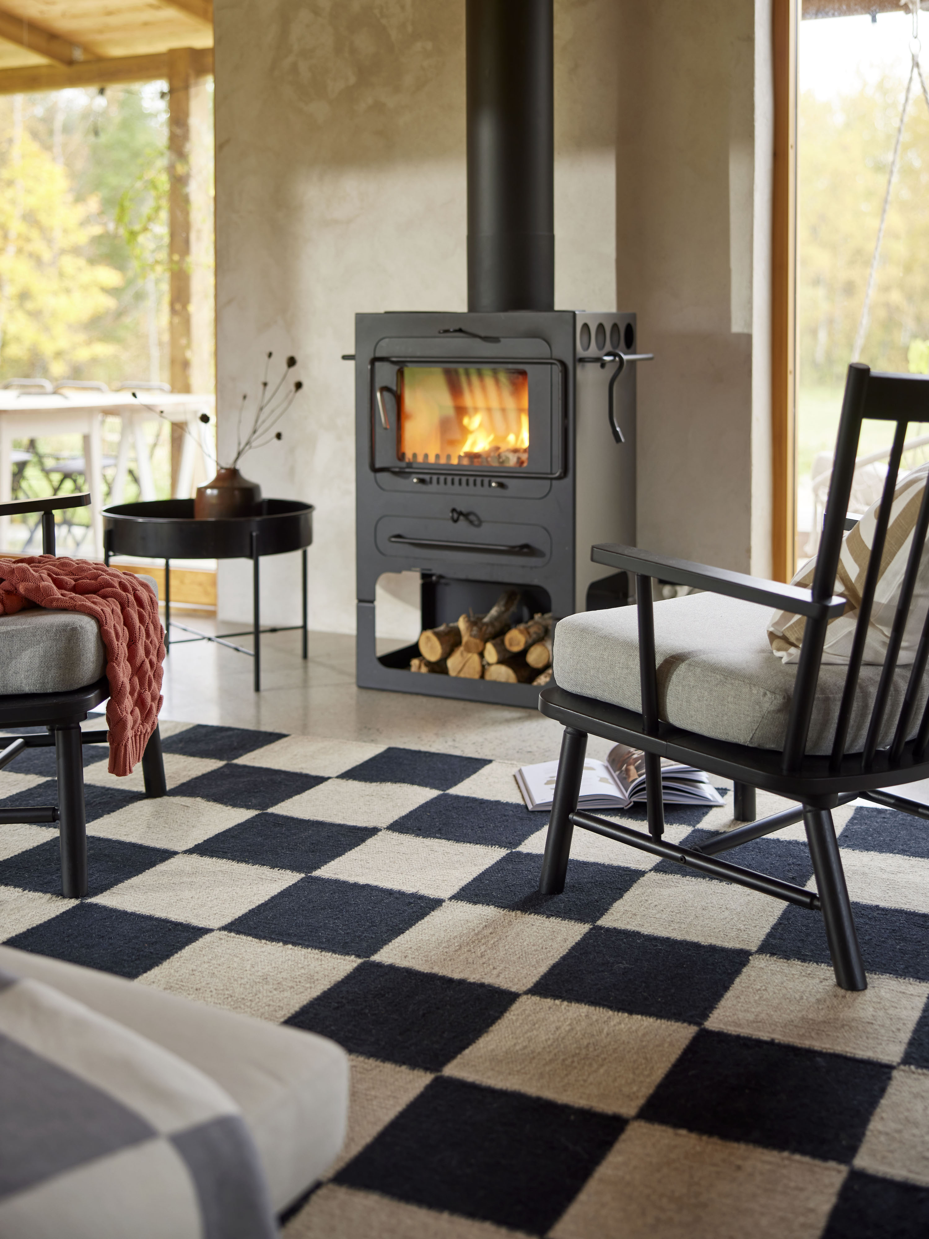 Classic Collection Squares Ullteppe Svart/Natur 170x230