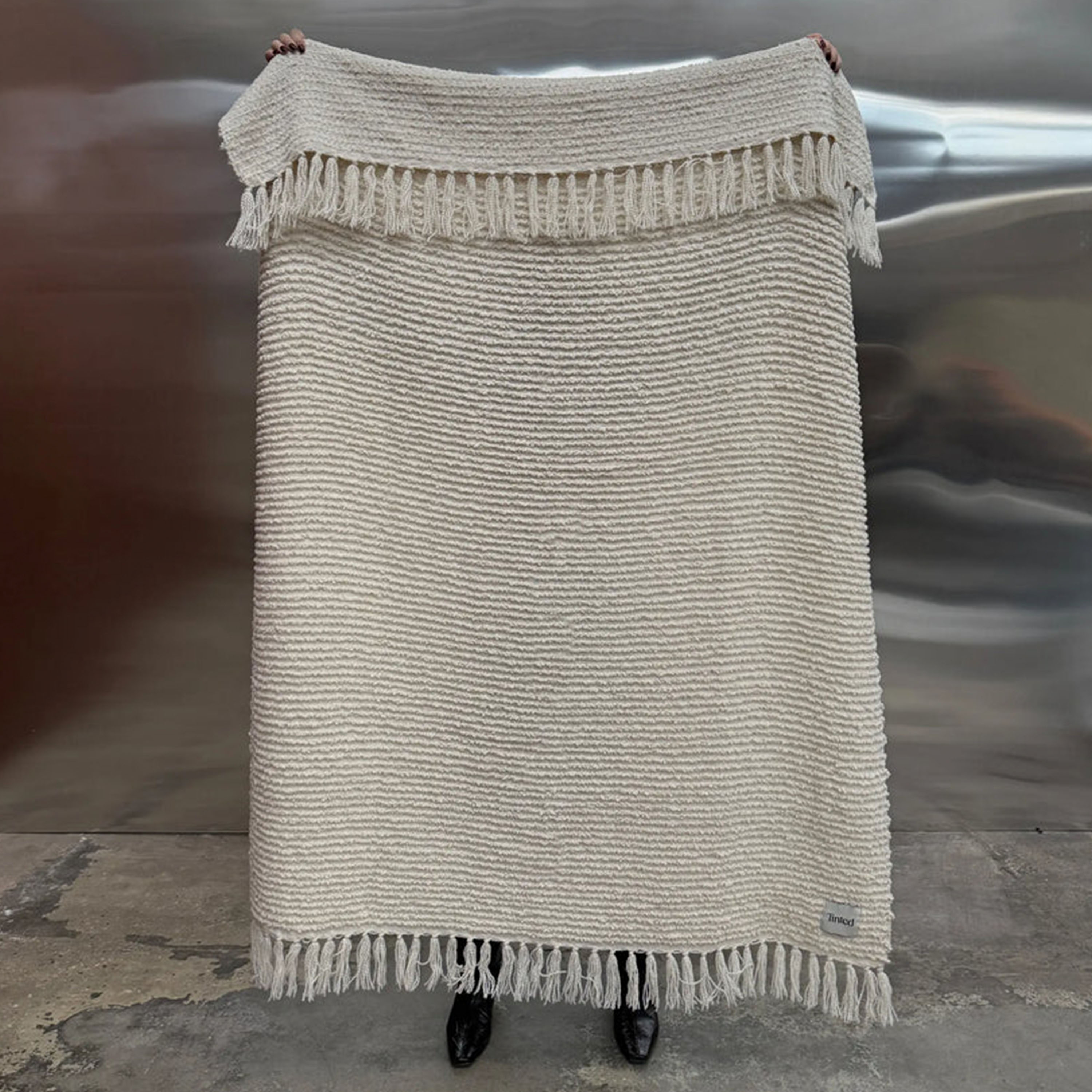 Tinted Janzen Bouclépläd Solid Natural Brown 130x170