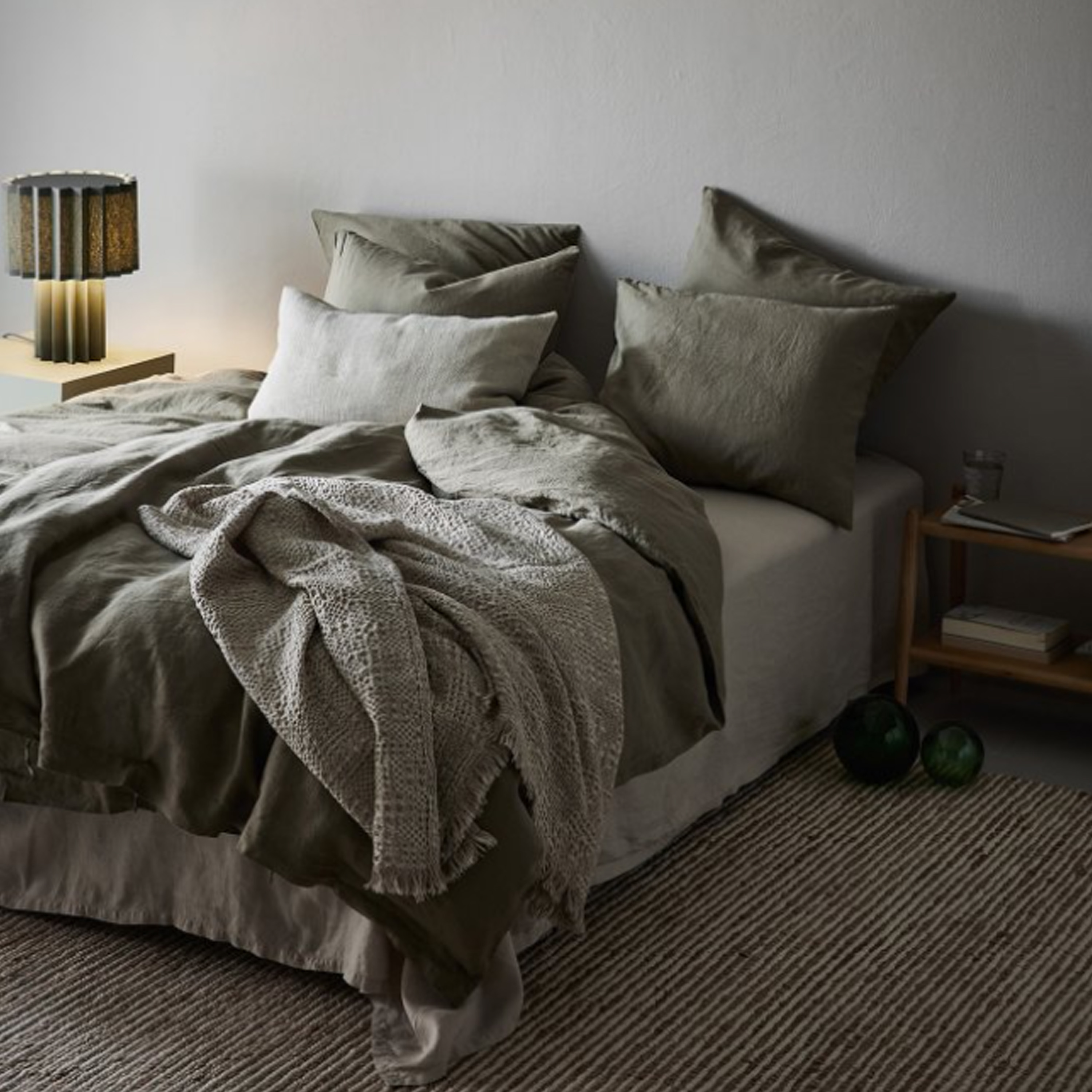 Tell me more Påslakan Linne Olive Enkel