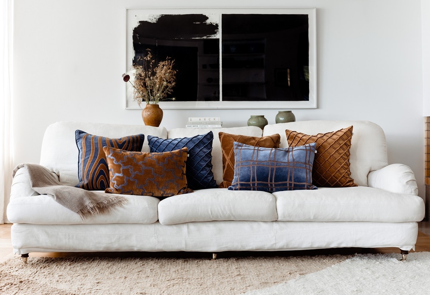 Chhatwal &amp; Jonsson Chand Kuddfodral Sammet Cognac/Sea Blue 40x60