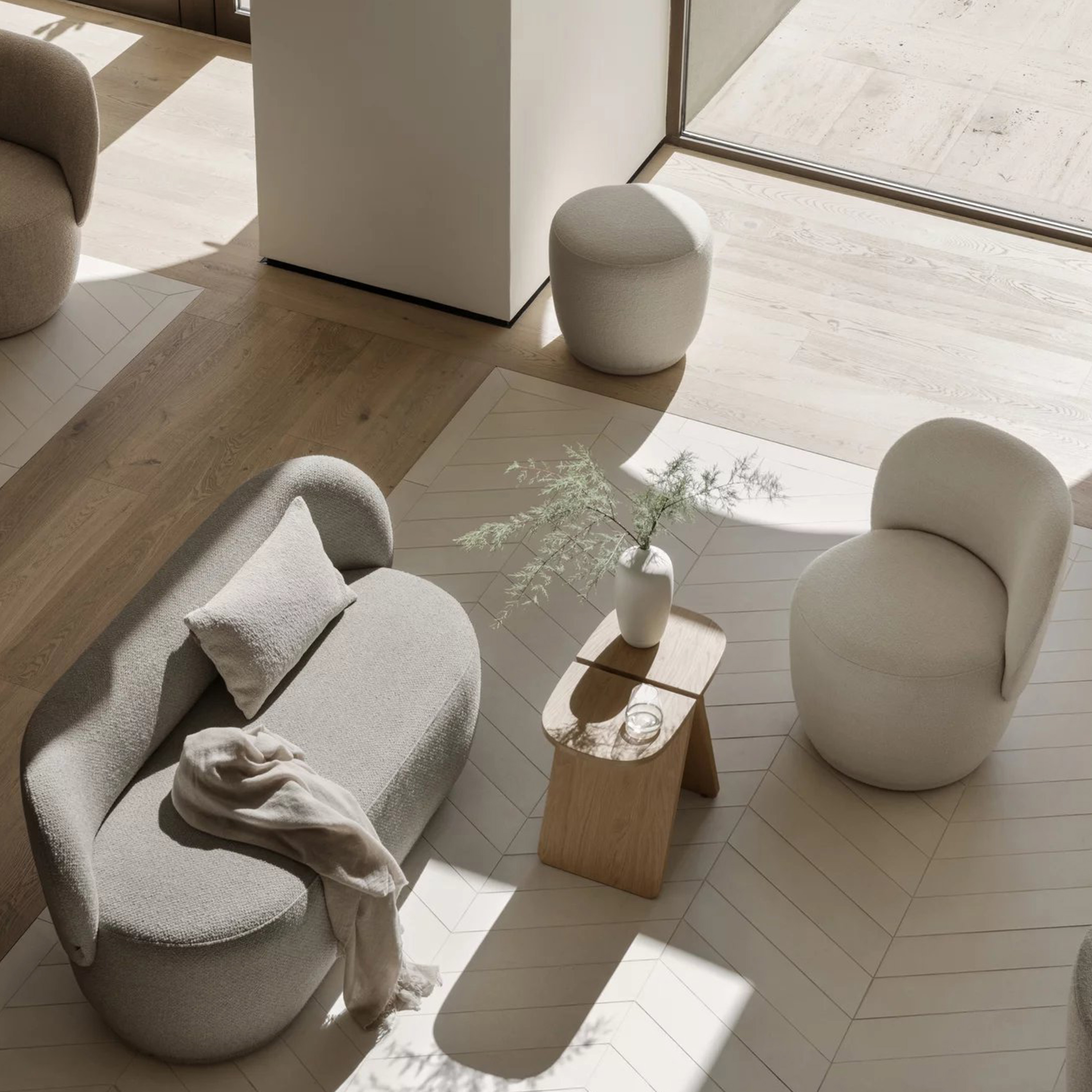 Blomus Kuon Sittepuff Boucla Beige Ø48