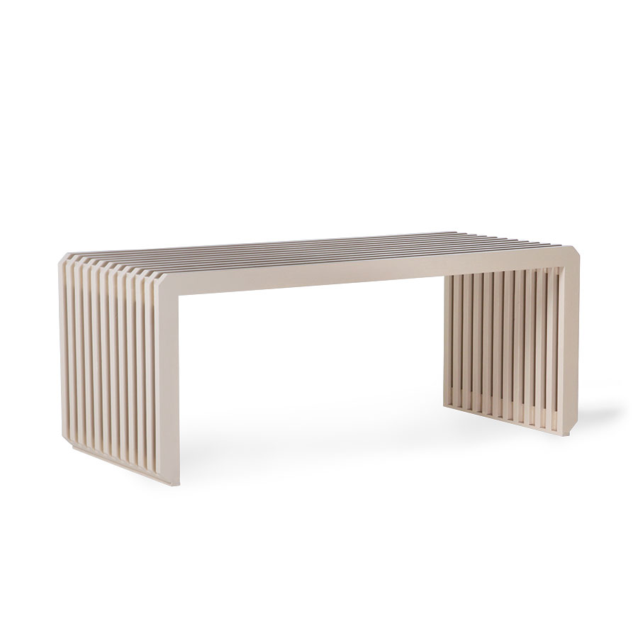 HKliving - Slatted Bänk Bank Sand 96cm - Beige - Bänke