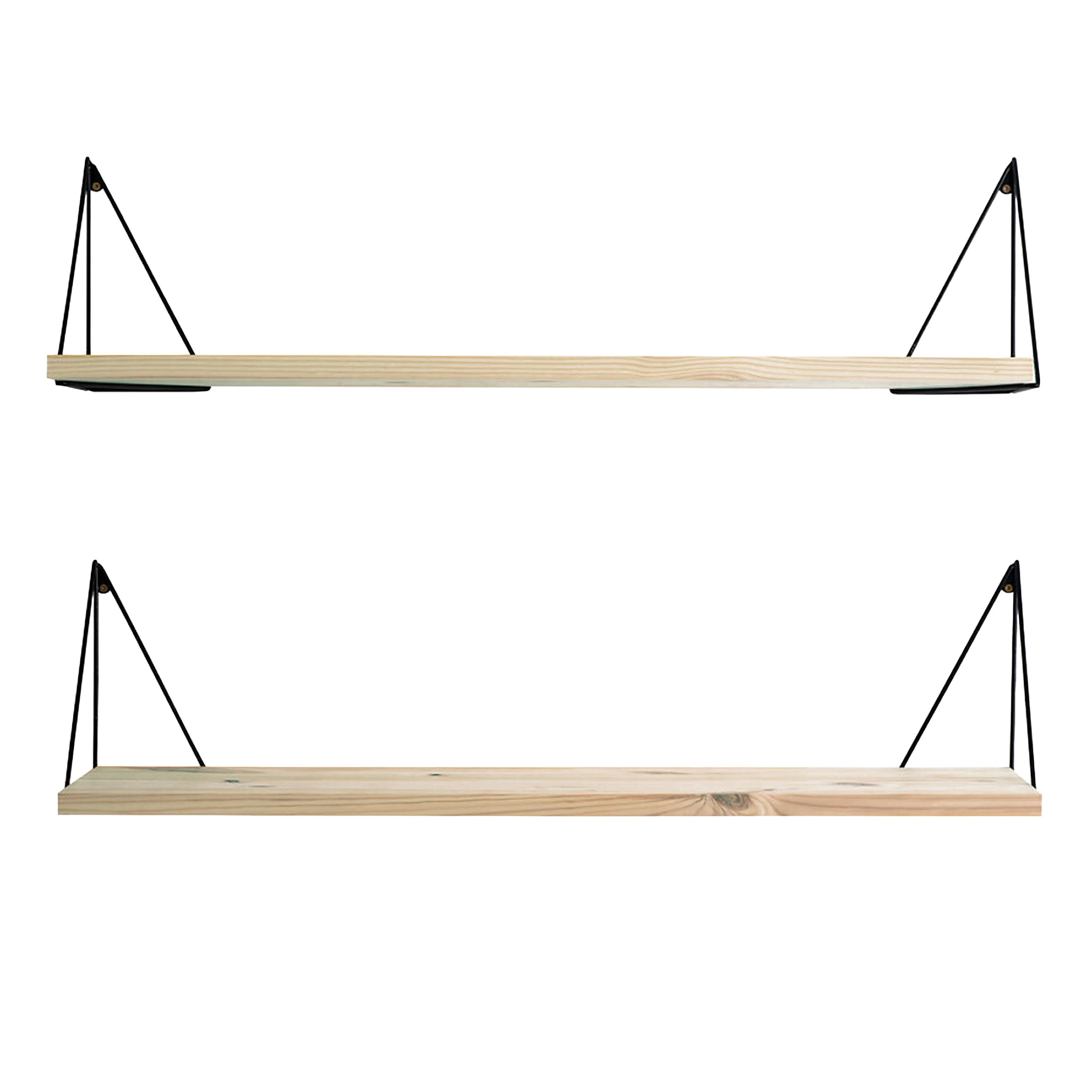 Pythagoras Play Wall Shelf Natural Pine/Black 20x80cm 2-pack