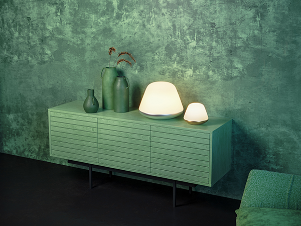 Herstal Bloom Tischlampe Ø20 Satin Silber/Opal