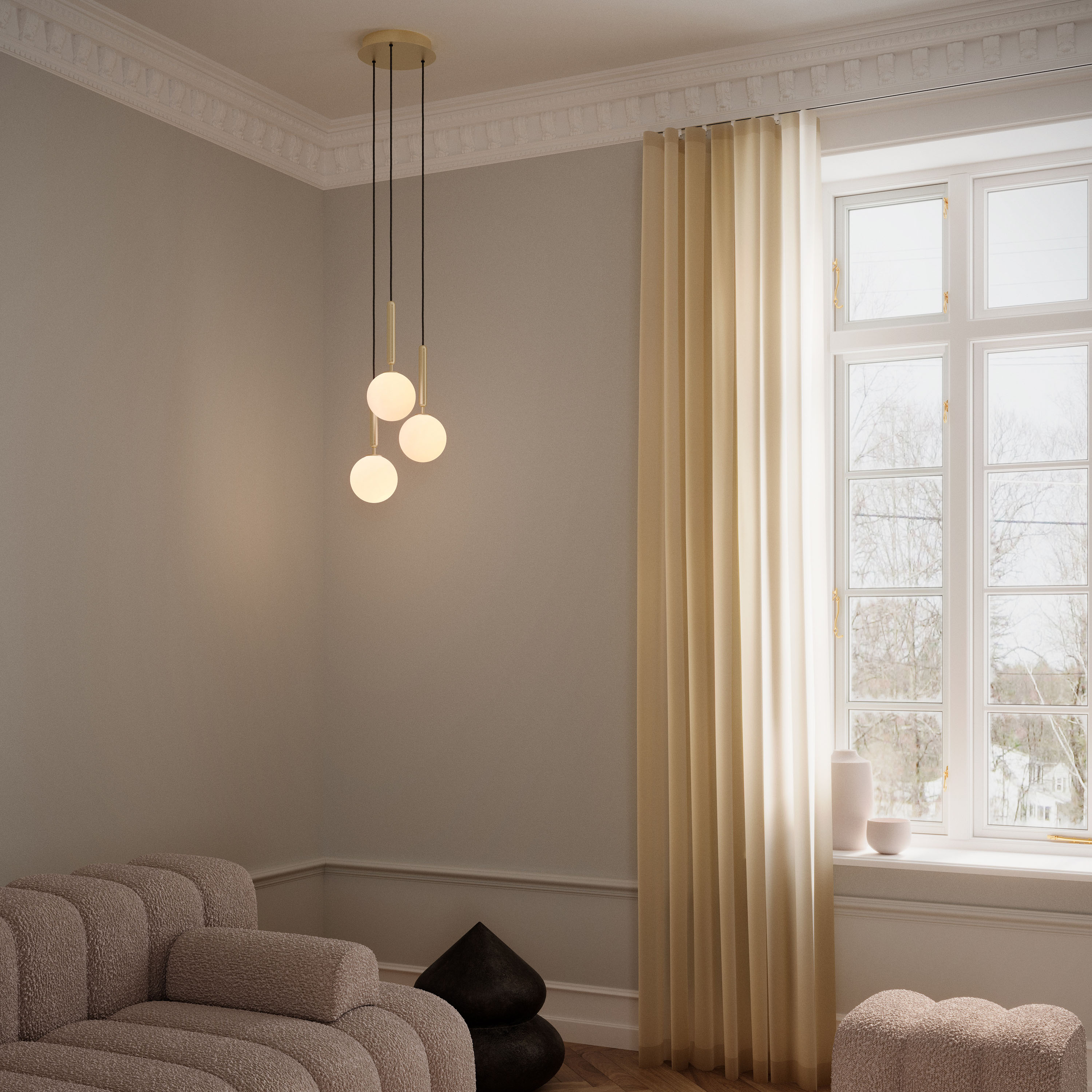 Nuura Miira 3 Taklampa Brass/Opal Ø31