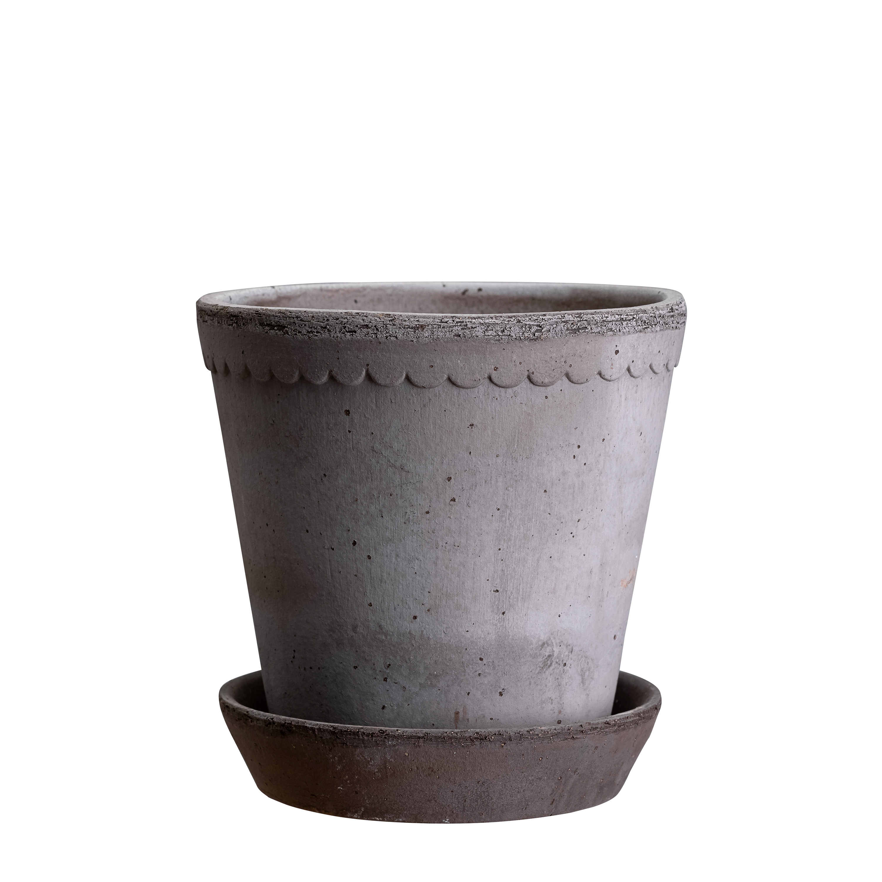 Helena Kruka med fat Raw Grey Terracotta Ø21