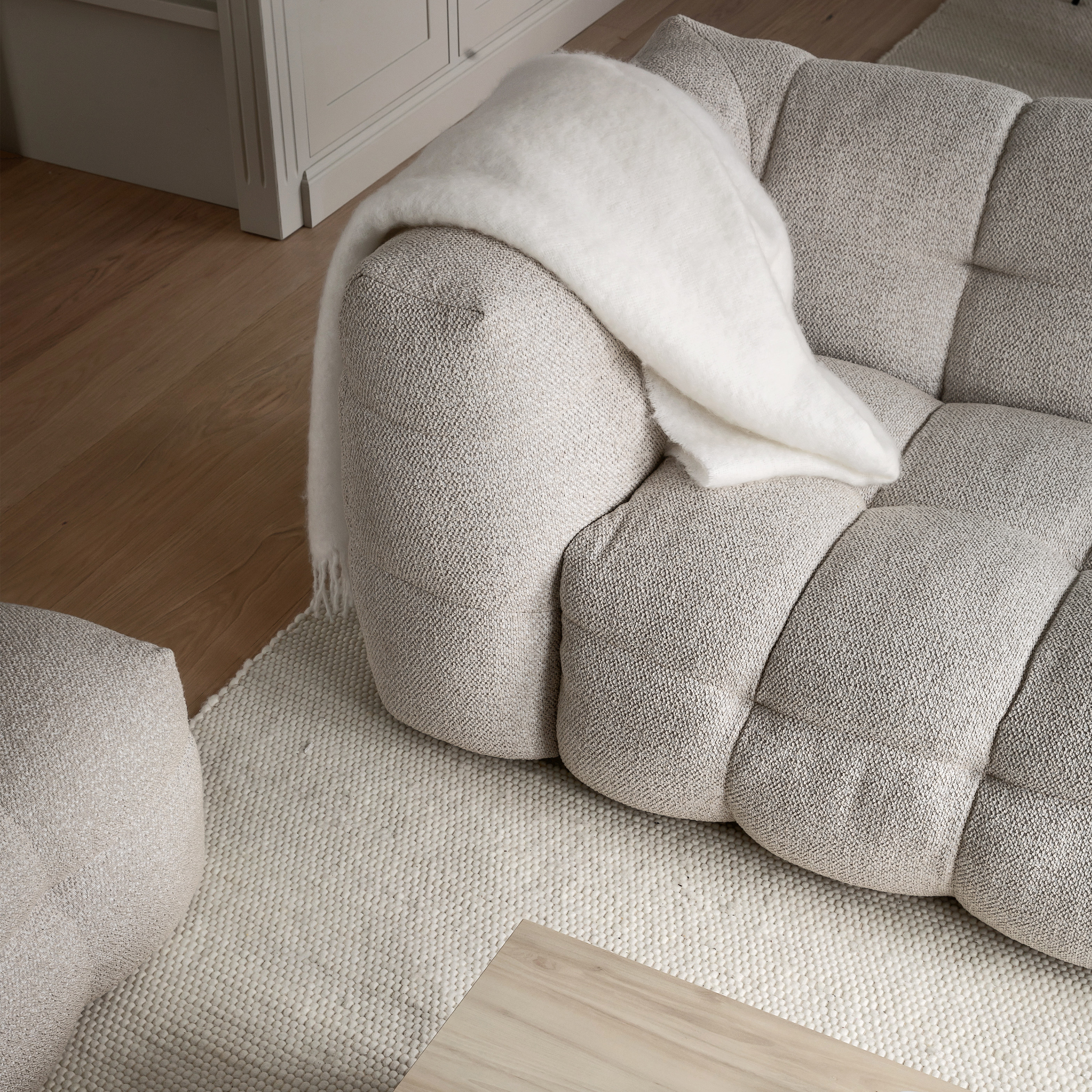 Sleepo Collection Billie 1.5-sits Soffmodul Vänster Armstöd Beige Bouclé 141cm