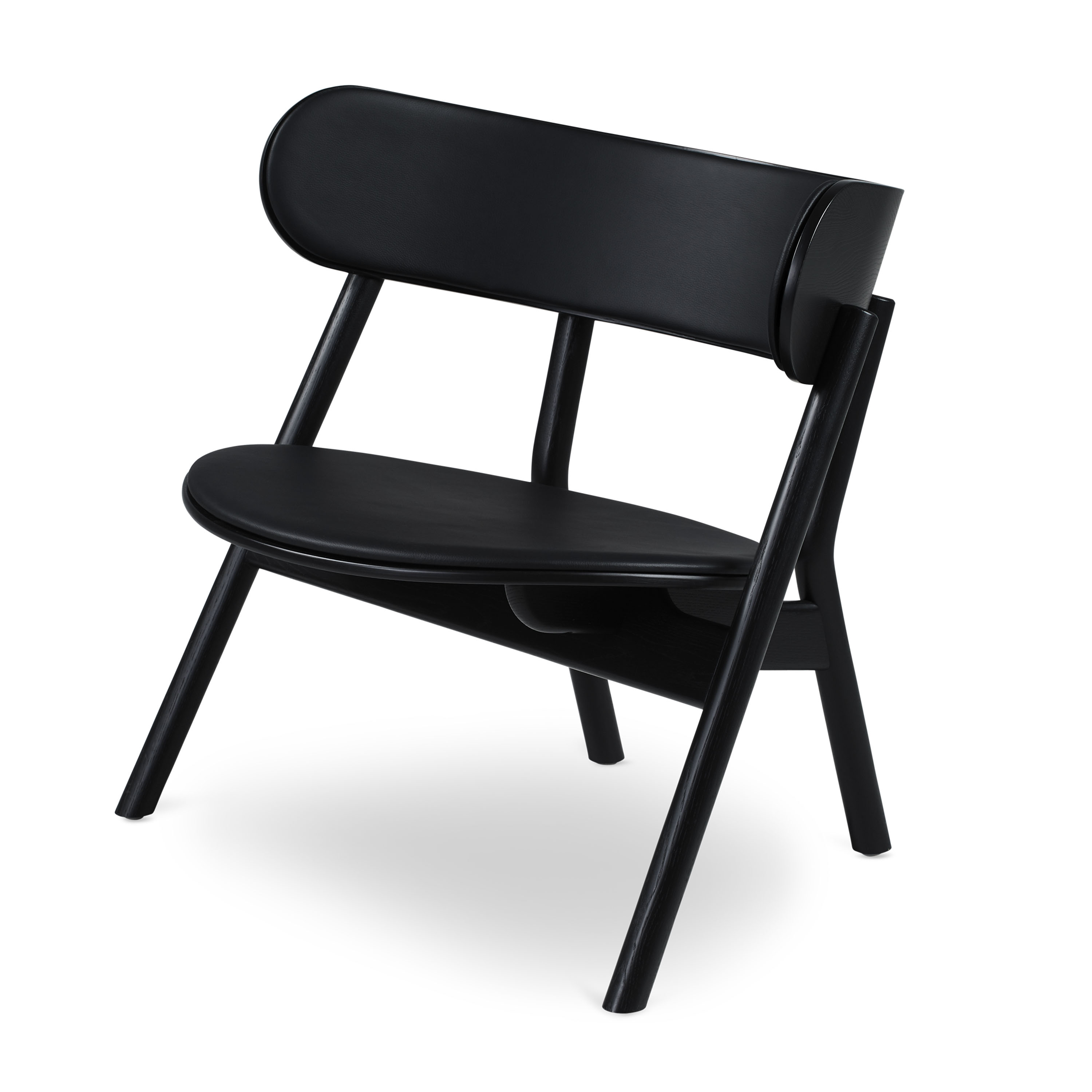Oaki Loungestol Black Leather/Black Oak