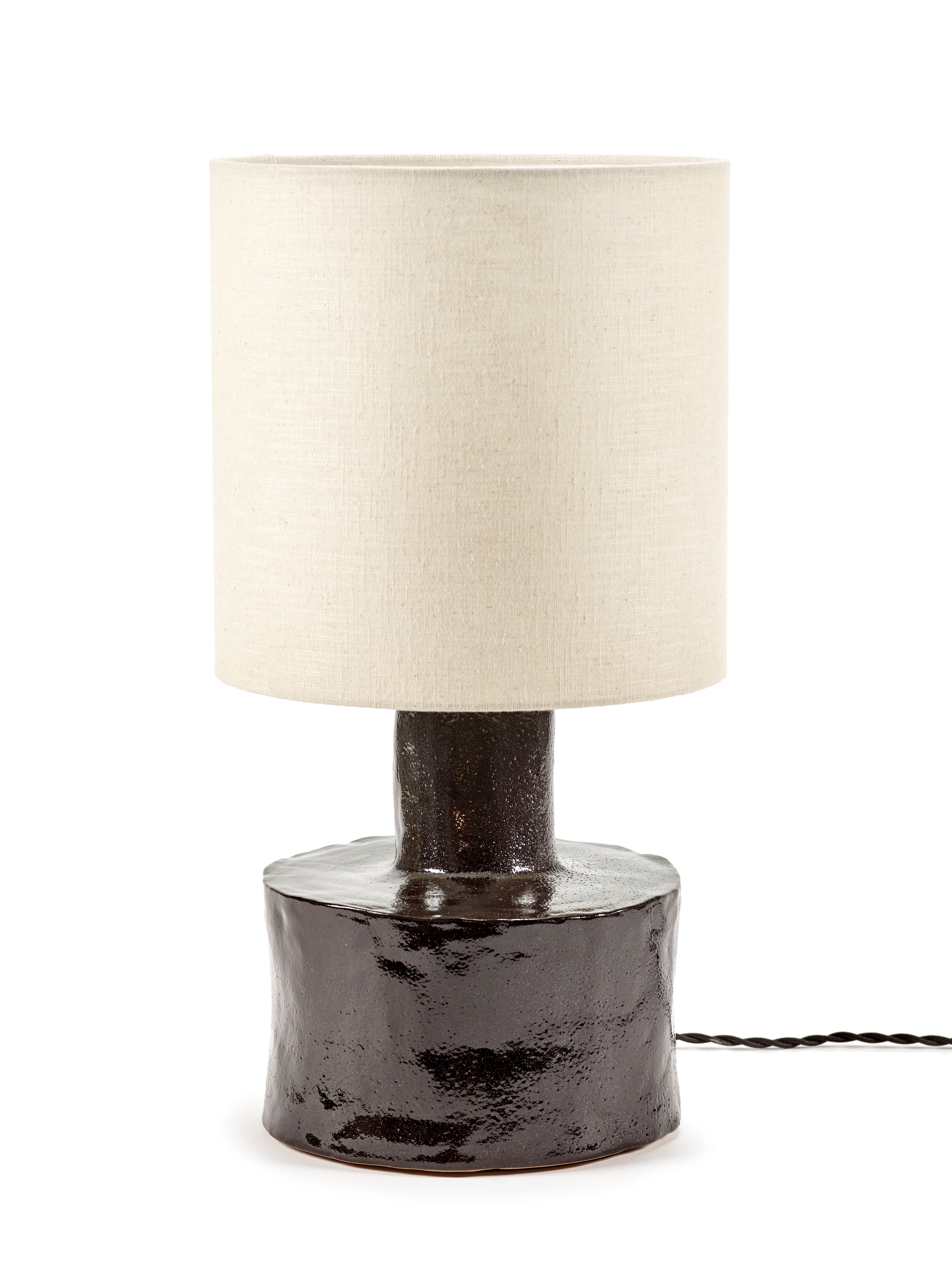 Serax - Catherine Pöytävalaisin Black/Beige Musta - Stengods, Textil - Pöytävalaisimet