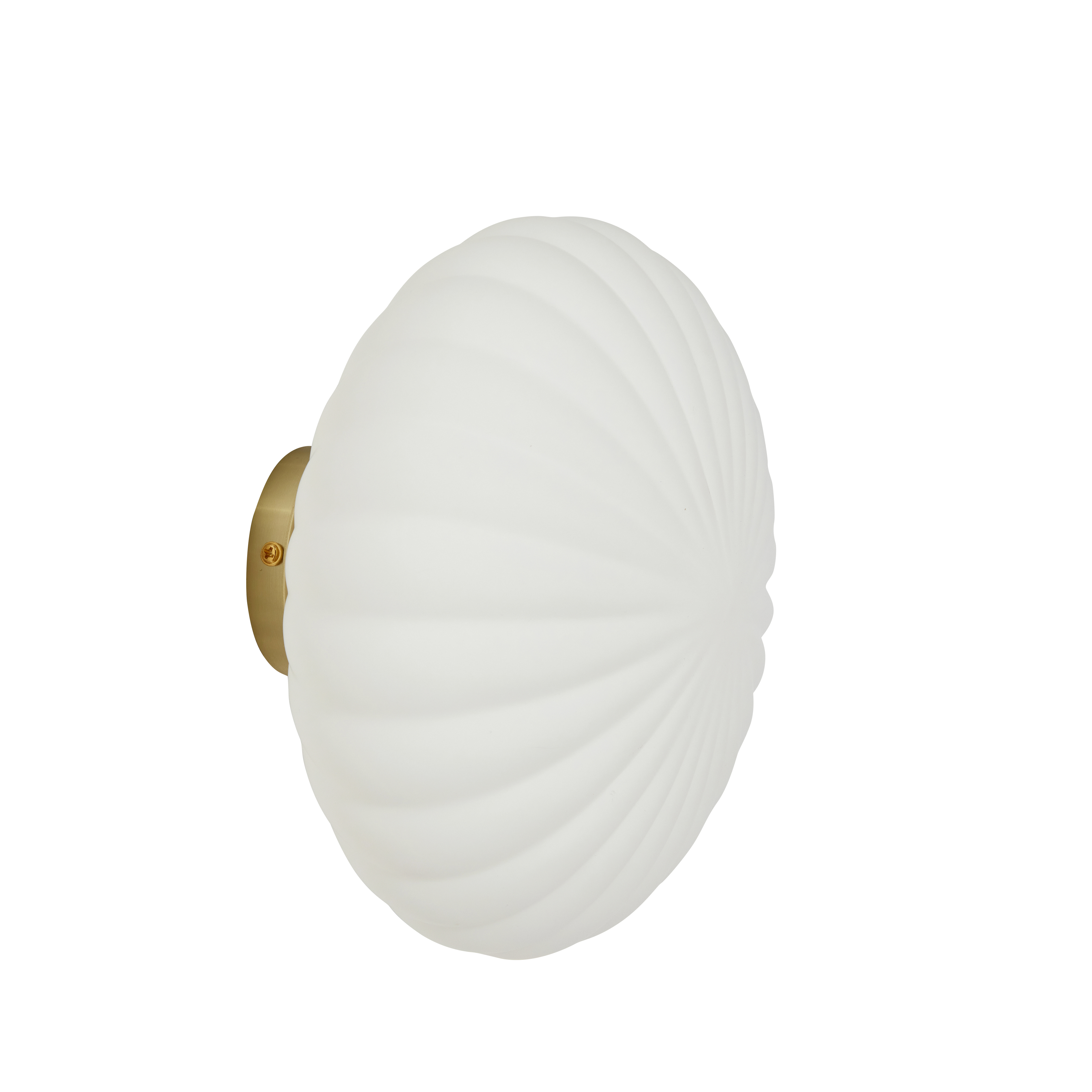 Hübsch - Kumu Wandlampe Weiß/Messing Ø25 cm - Wandleuchten