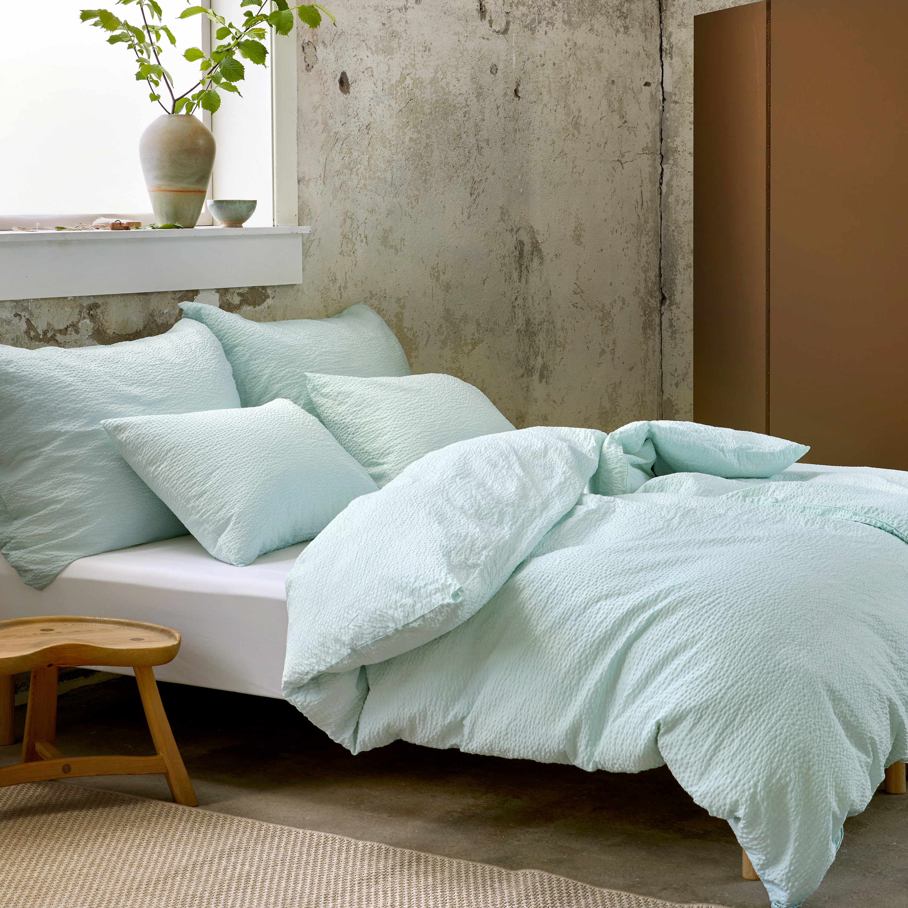 Høie Sanna Pussilakanasetti Aqua 150x210/50x60