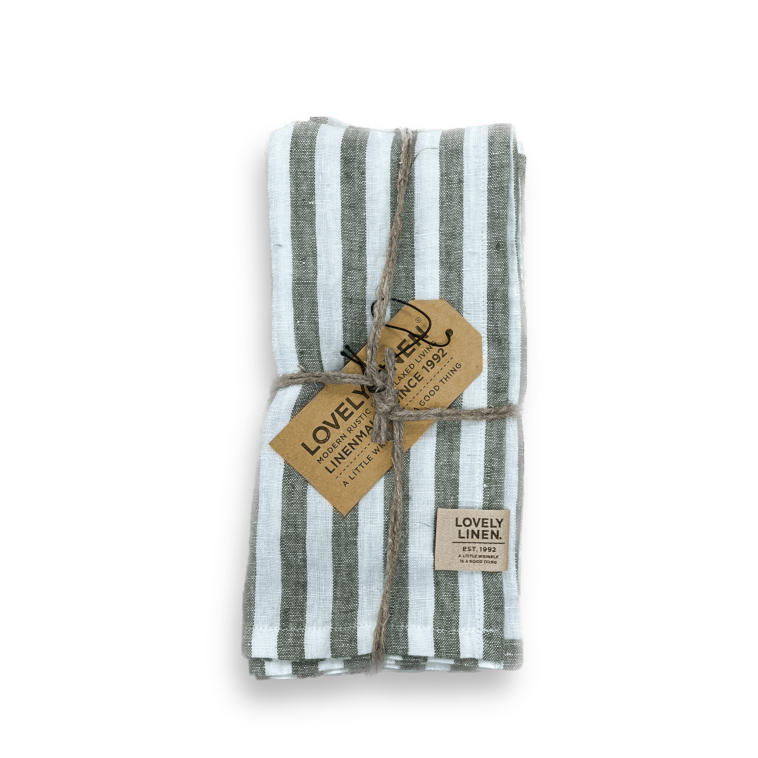 Lovely Linen - Misty Serviett Lin Edge Jeep Grønn 45x45 4-pak - Servietter