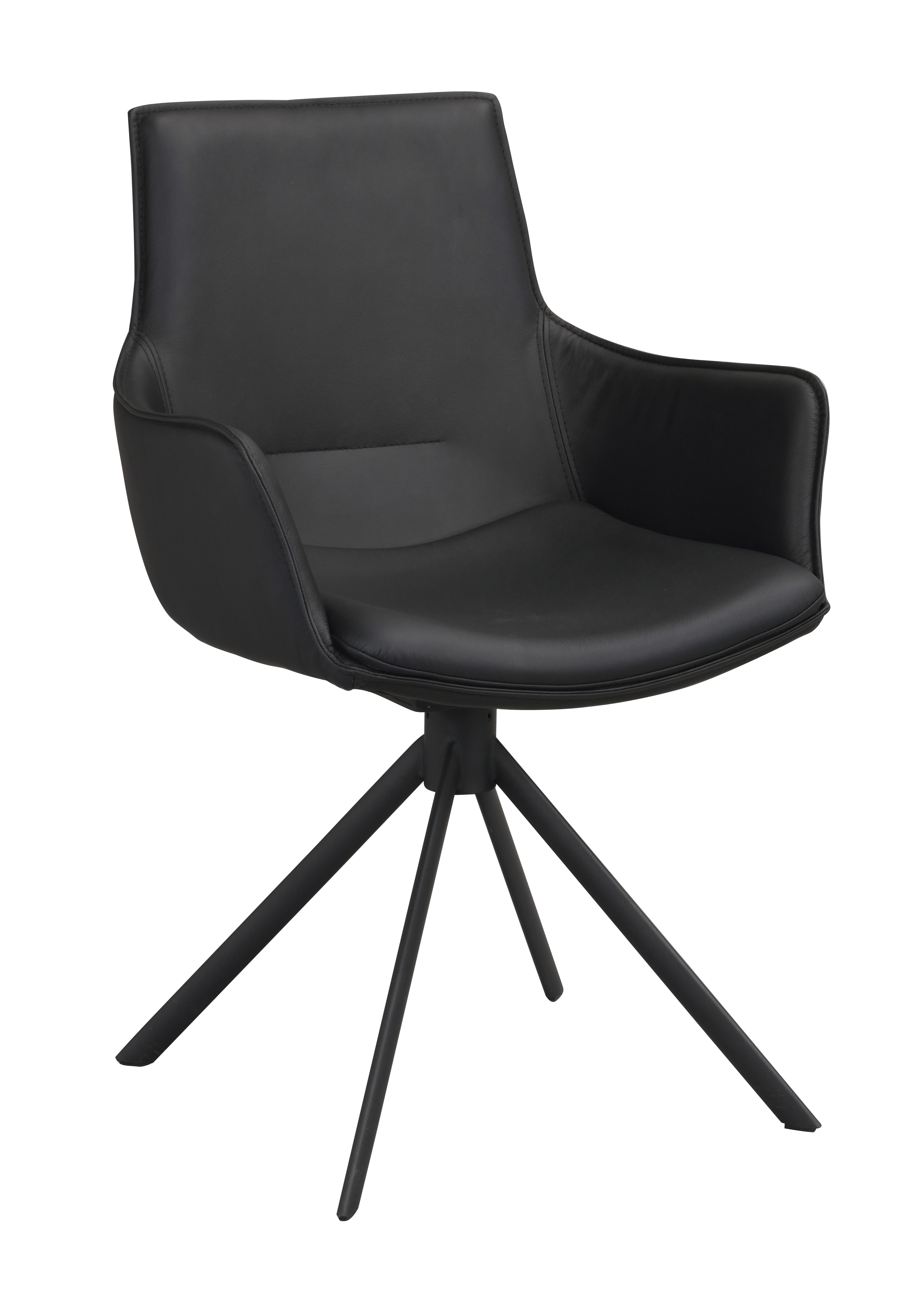 2-pack Rowico Home - Lowell Karmstol Snurrben Läder Svart
